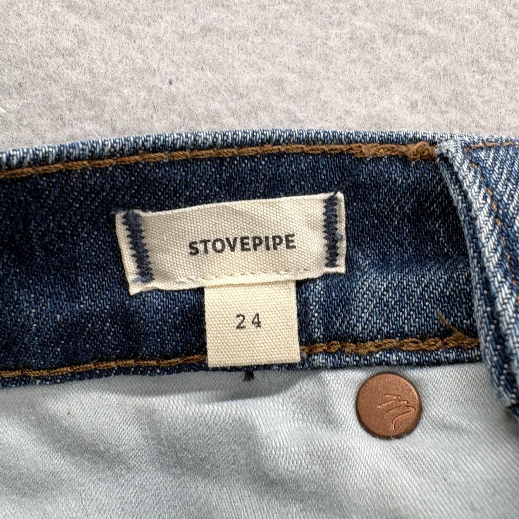 Madewell Madewell Jeans Womens 24 Stovepipe Blue High Rise Stretch Denim 5-Pocket Slim Straight Tapered 25in Inseam Rise Size 42" / US 20 - 5 Thumbnail