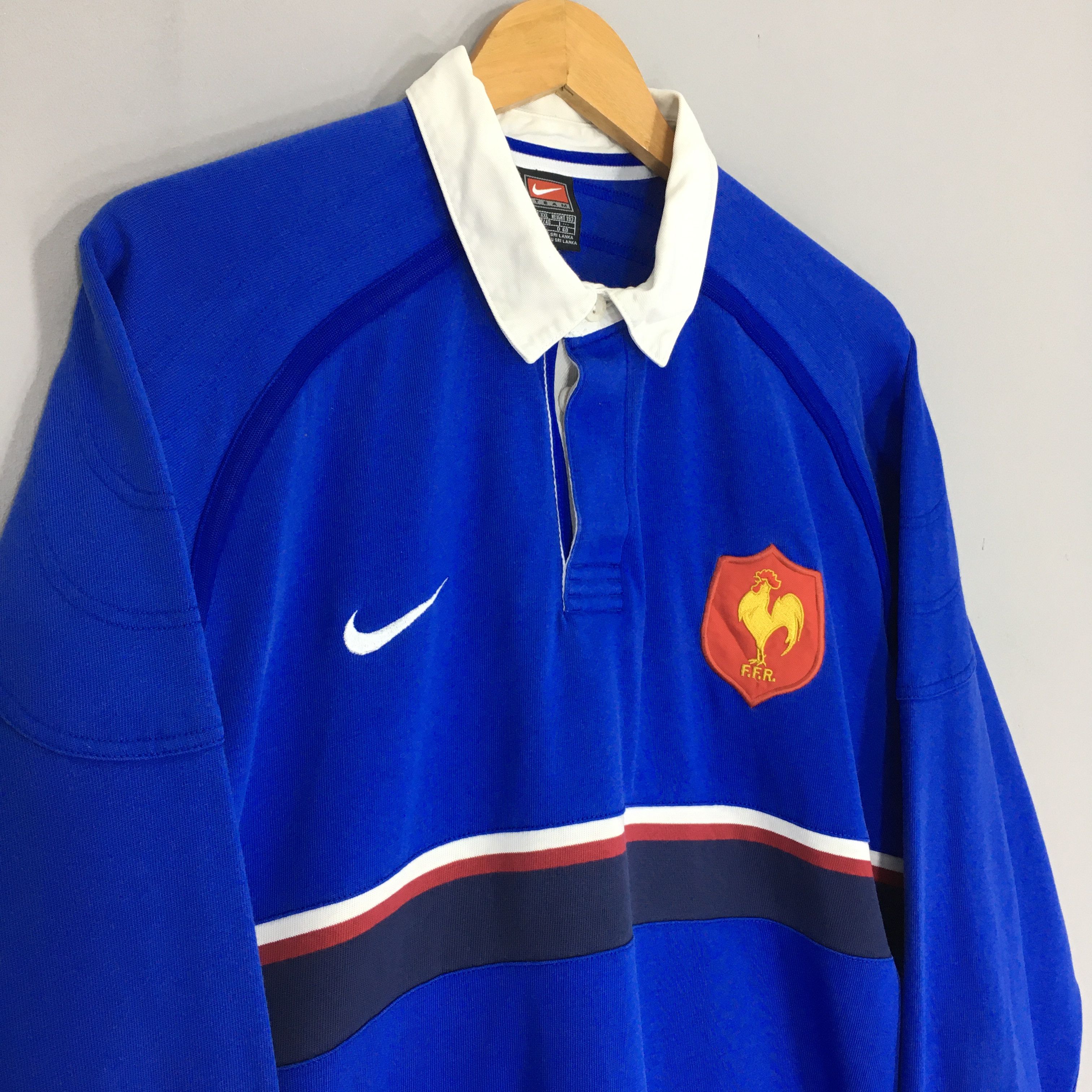 Nike Vintage Nike France Home Rugby Polo Shirt XXLarge Size US XXL / EU 58 / 5 - 3 Thumbnail