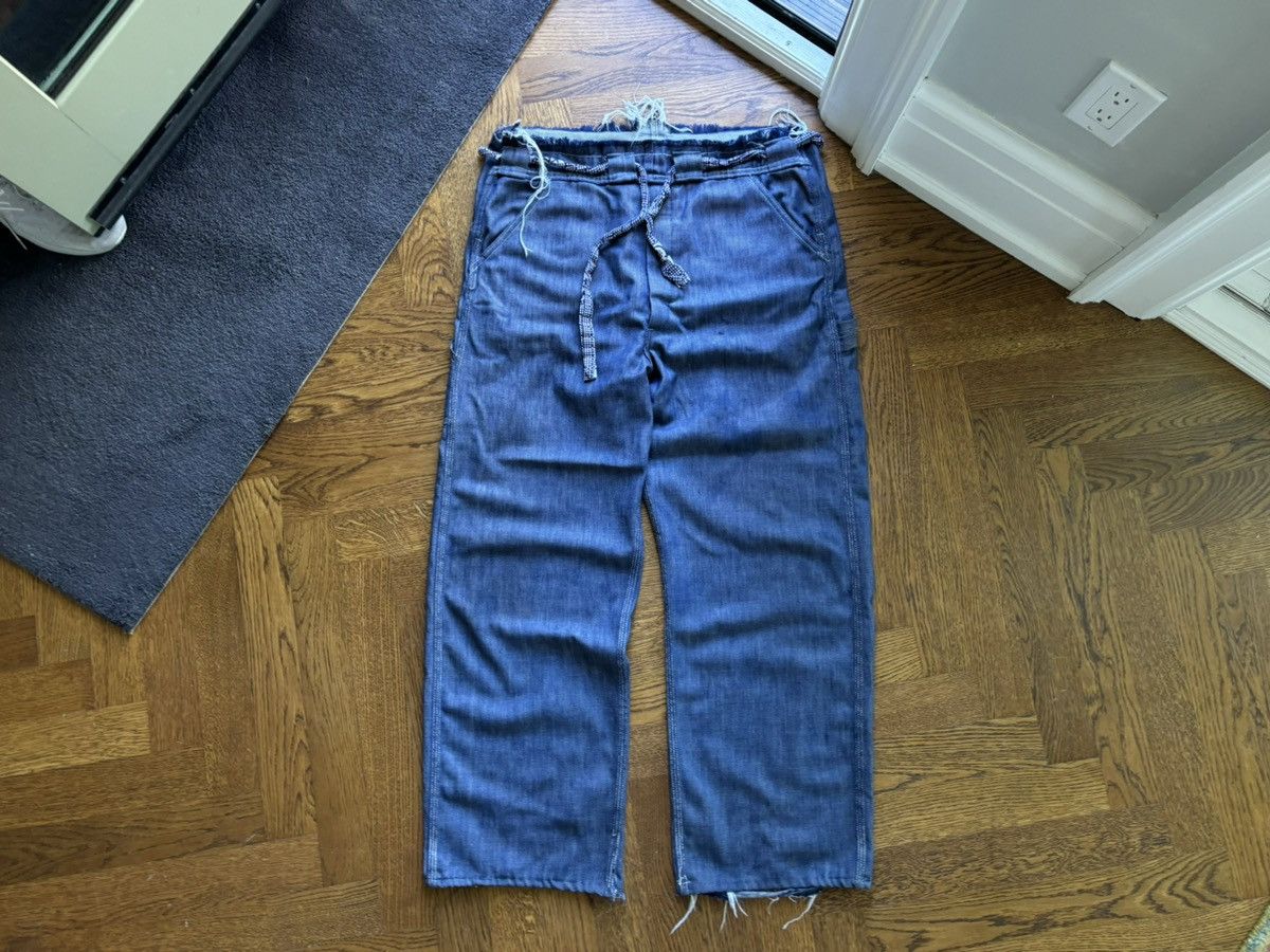 Oshkosh × Sears × Vintage Vintage Dark Denim 60s 70s Baggy Long Loose Heel Drag USA Size US 34 / EU 50 - 14 Thumbnail