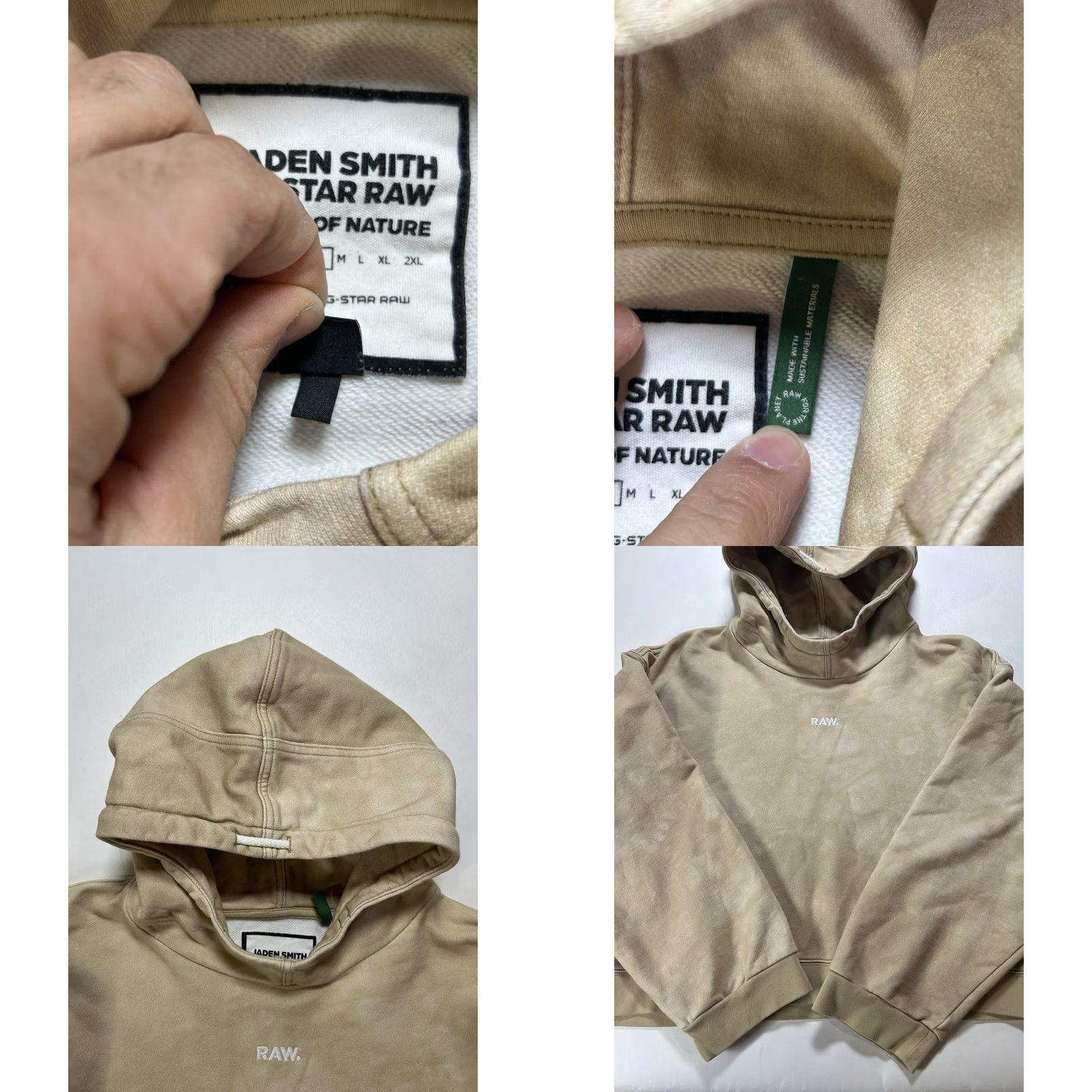Vintage Womens Small Tan Jaden Smith G-Star RAW Cropped Graphic Hoodie Pullover Limited Size S / US 4 / IT 40 - 8 Thumbnail