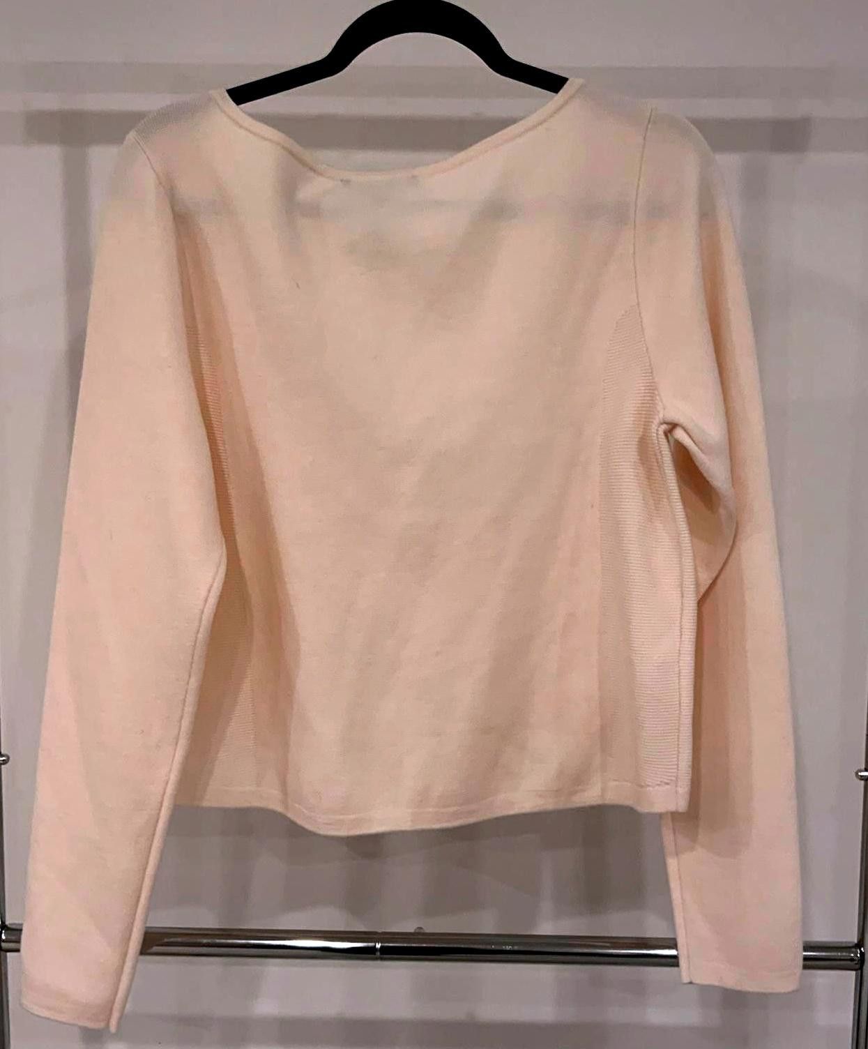 Designer Cream Long Sleeve Top by White House Black Market - Size L Size L / US 10 / IT 46 - 2 Thumbnail