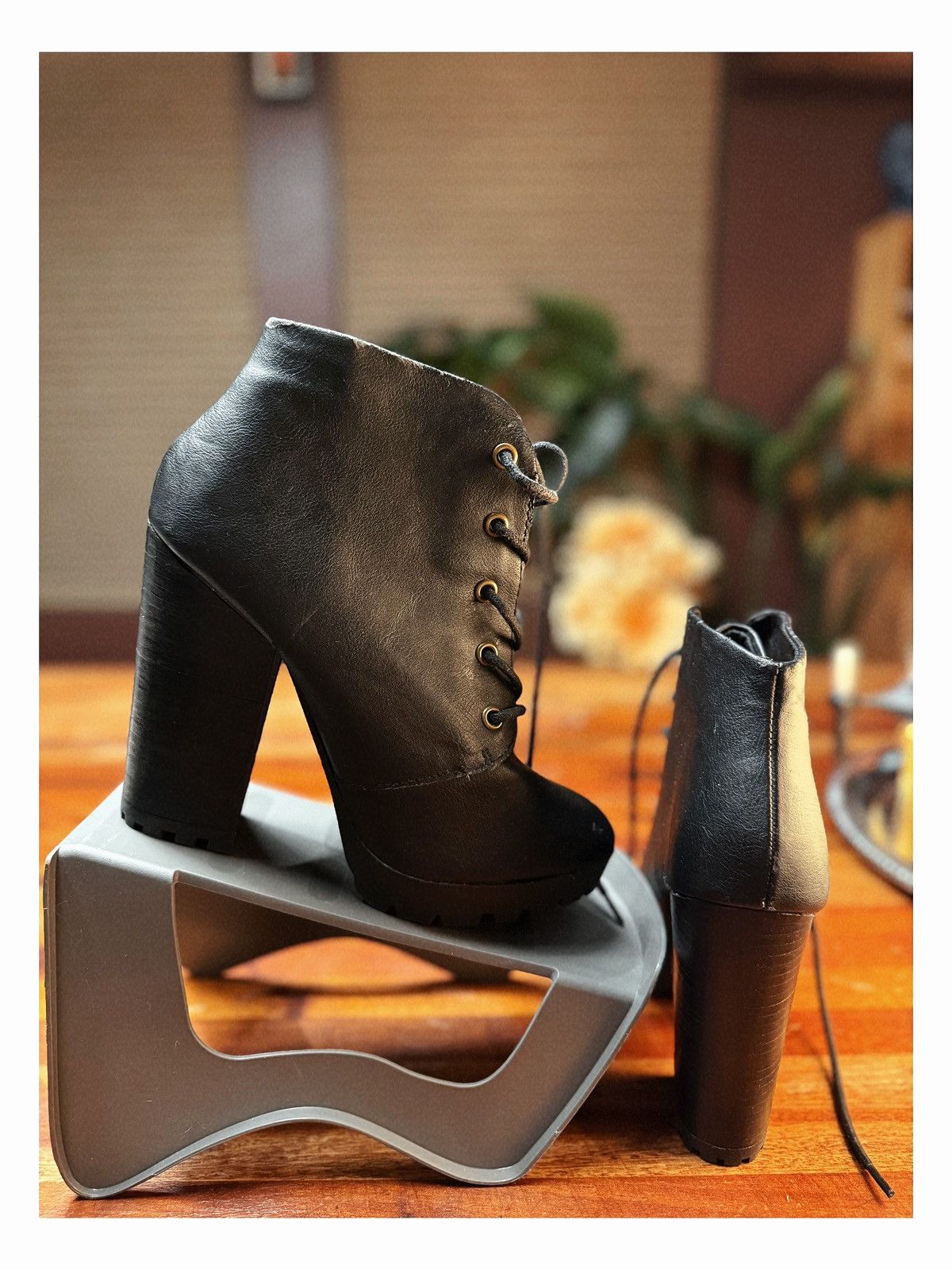 Other Madden Girl “Gabby” Black Platform Lace-Up Booties Size US 8.5 / IT 38.5 - 4 Thumbnail