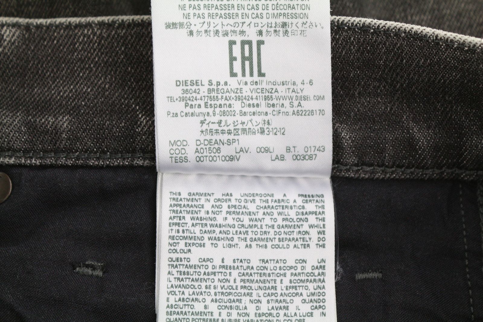 Diesel D-DEAN 009LI W32/L32 Black Faded Slim Stretch Jeans 86756 Size US 32 / EU 48 - 9 Thumbnail