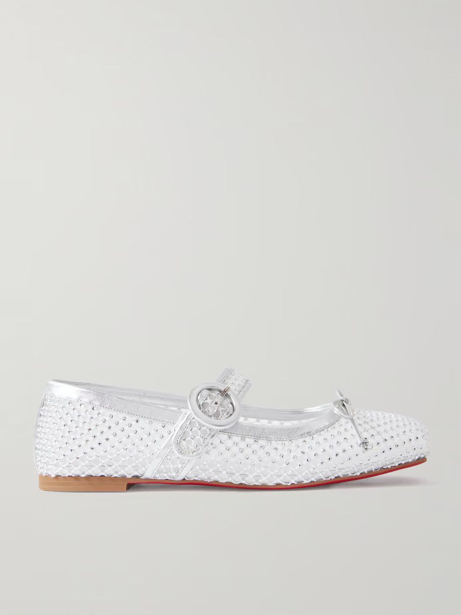 Christian Louboutin o1bcso1str0825 Mamastrapitina crystal Flats in White Size US 10 / IT 40 - 1 Thumbnail