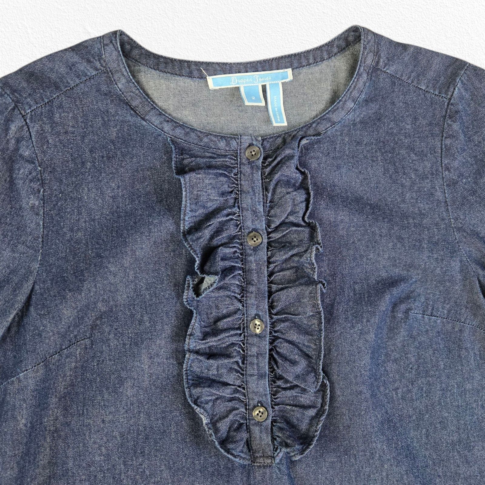 Other Draper James Denim Ruffle Front Bell Sleeve Dress Size 2 Size XS / US 0-2 / IT 36-38 - 3 Thumbnail