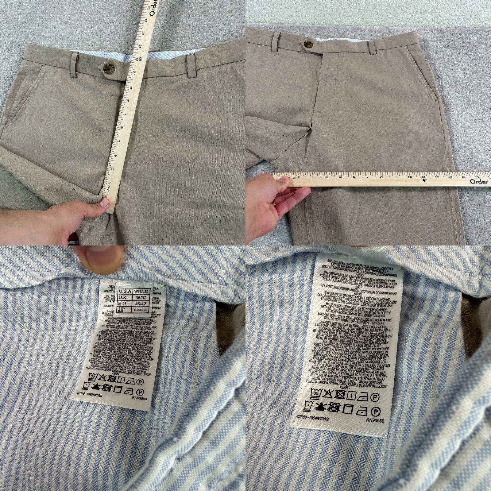 Brooks Brothers Brooks Brothers Beige Linen Blend Mens 36x32 NWOT Chino Pants Size US 36 / EU 52 - 8 Thumbnail