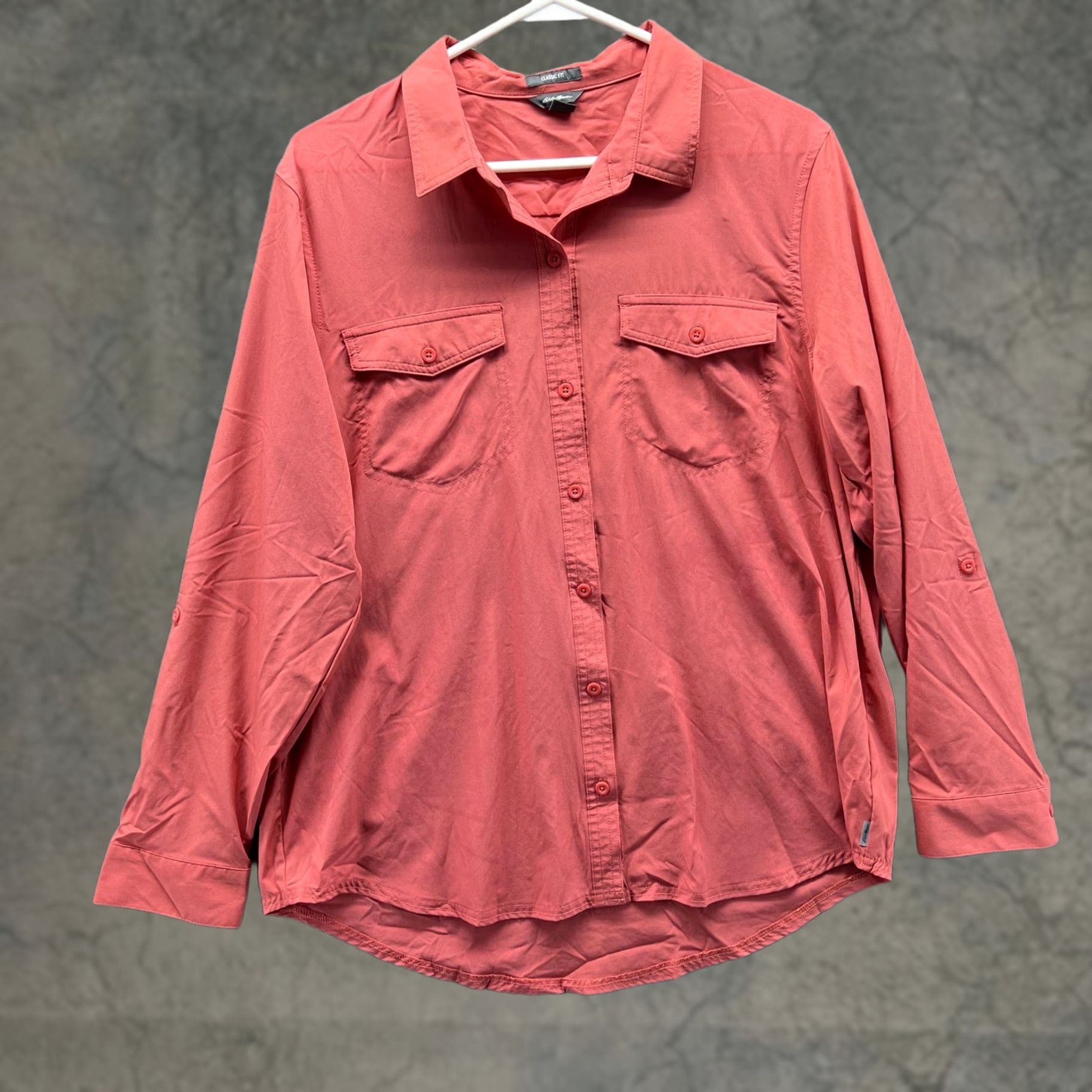 Eddie Bauer Eddie Bauer Shirt Womens Large Red Classic Fit Button Front Roll Tab Casual Top Size L / US 10 / IT 46 - 1 Thumbnail