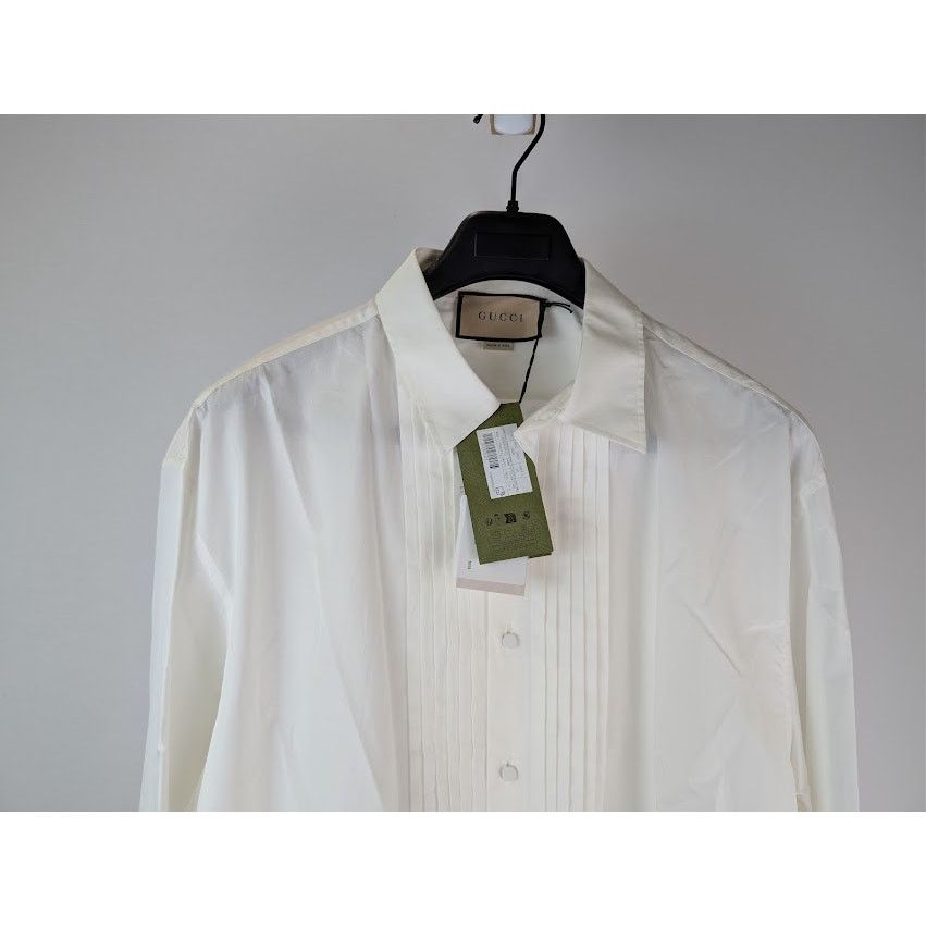 Gucci o1rshd1 Piece Dyed Popeline Over Boxy Shirt in Natural White Size US XL / EU 56 / 4 - 3 Thumbnail