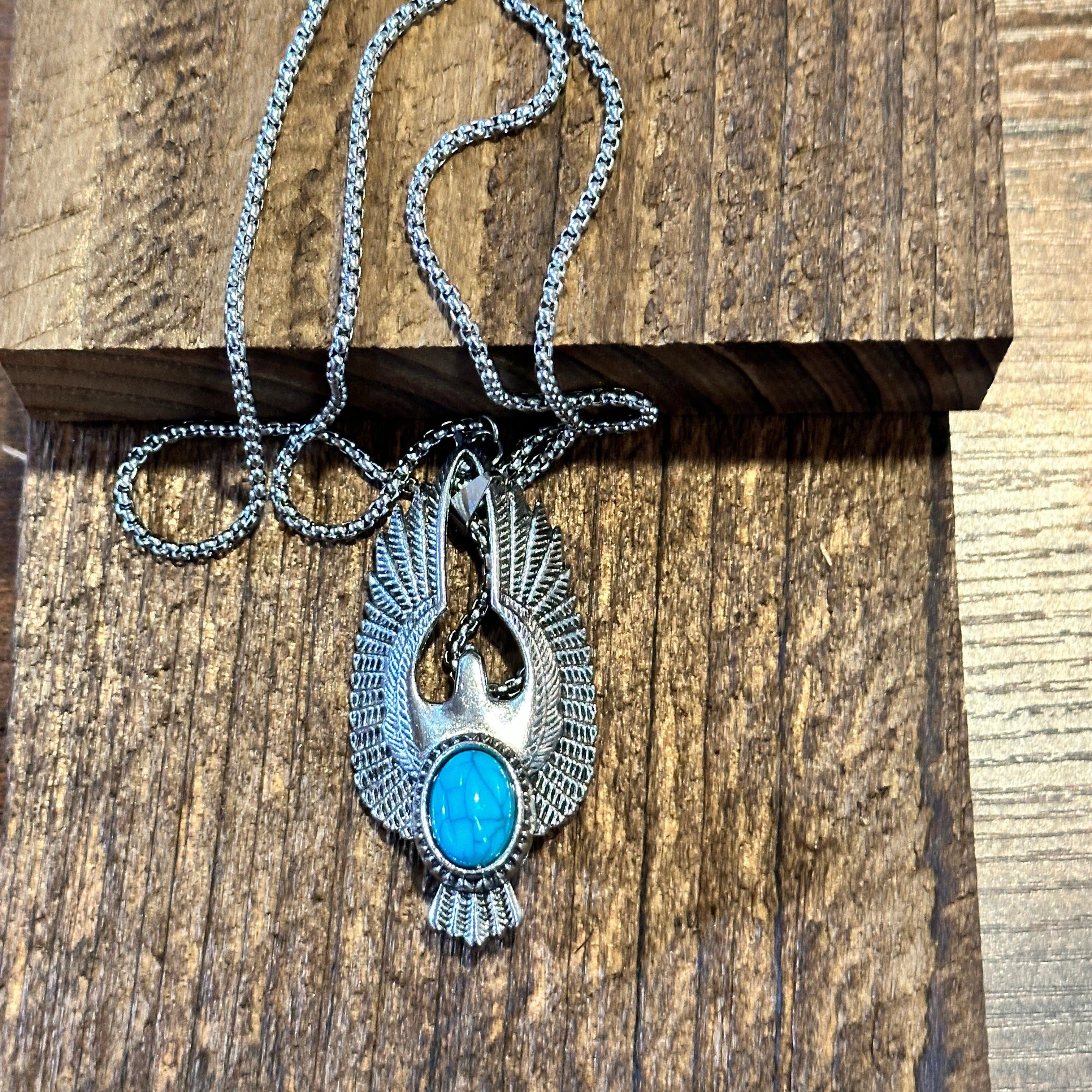 Other Boho Hippie Vintage Native American Eagle Turquoise Pendant Size ONE SIZE - 9 Thumbnail