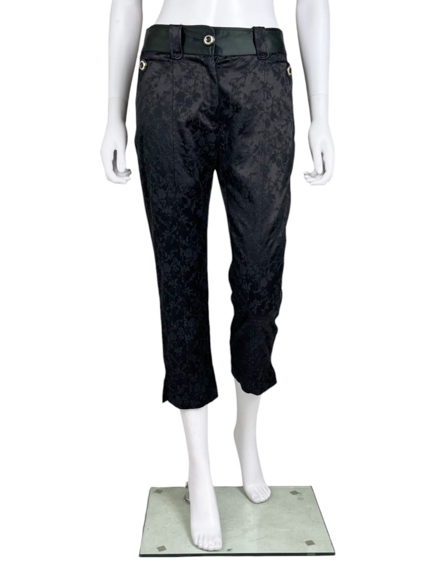 Black Floral Capri Pants