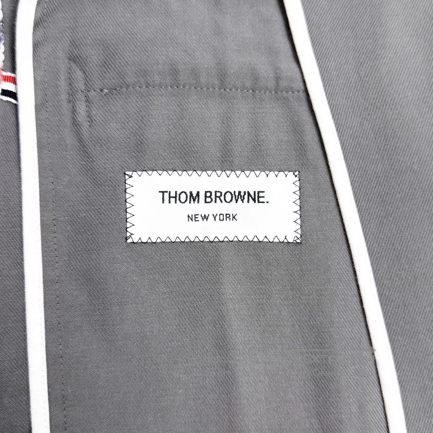 Thom Browne Gray Blazer with Striped Sleeves, Size L. Size US L / EU 52-54 / 3 - 4 Thumbnail
