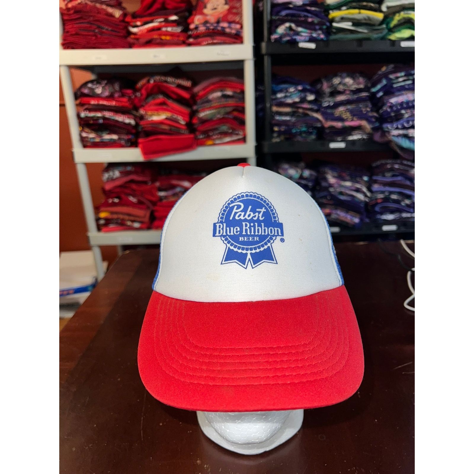 Vintage PBR Hat Pabst Blue Ribbon Beer White Blue Mesh Snapback Cap Size ONE SIZE - 1 Thumbnail