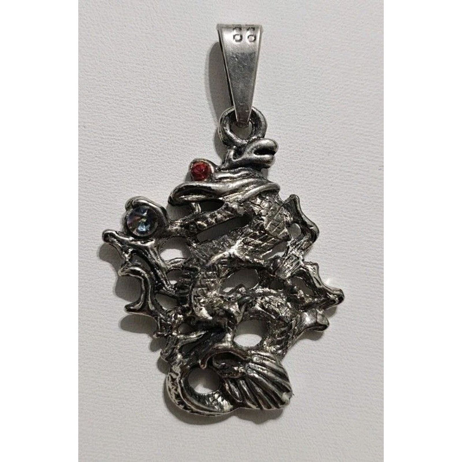 Other Sterling Silver Dragon Pendant Charm 925 With Stones Size ONE SIZE - 1 Thumbnail