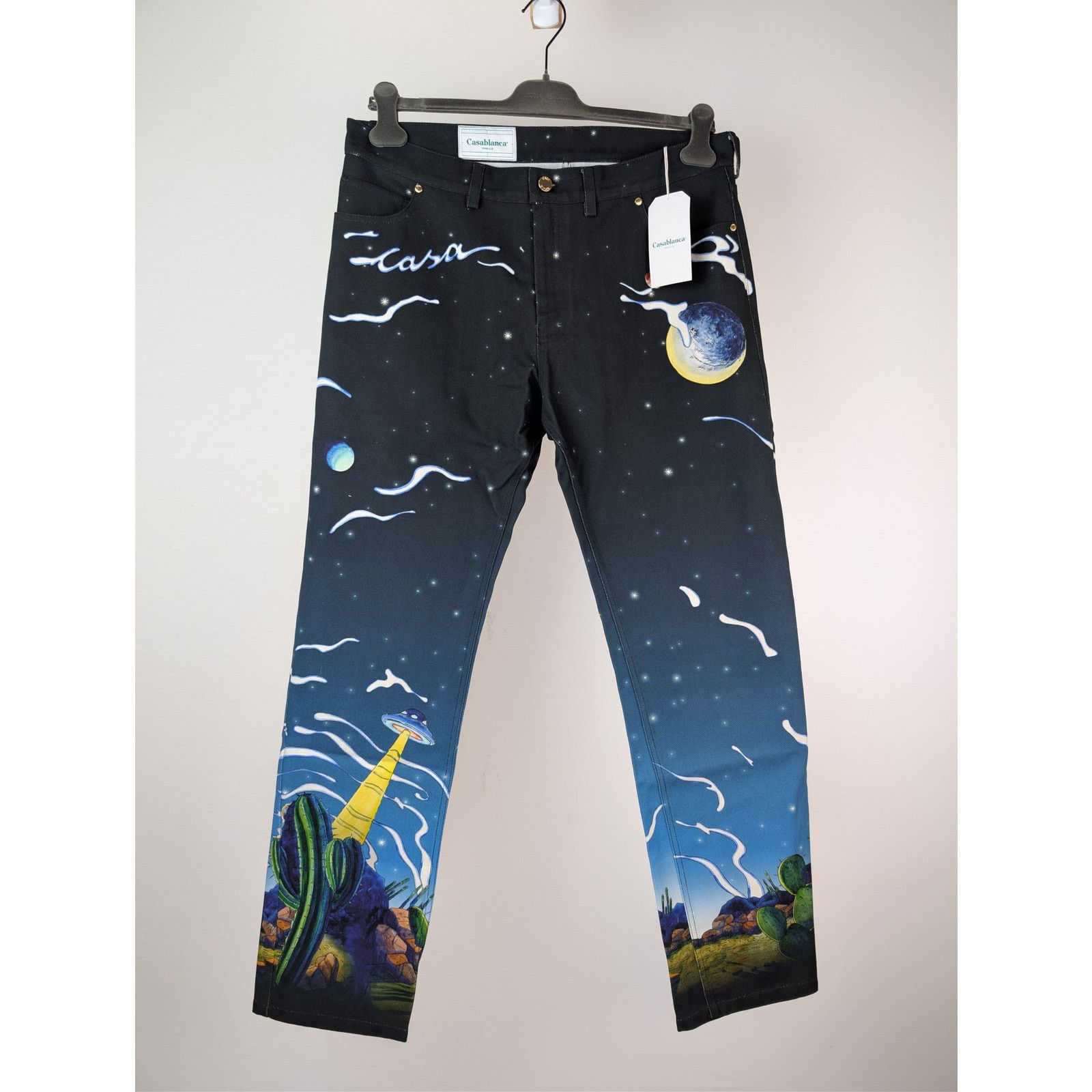Casablanca o1rshd1 Cowboy De L'Espace Printed Straight Leg Denim Jeans Size US 36 / EU 52 - 1 Thumbnail