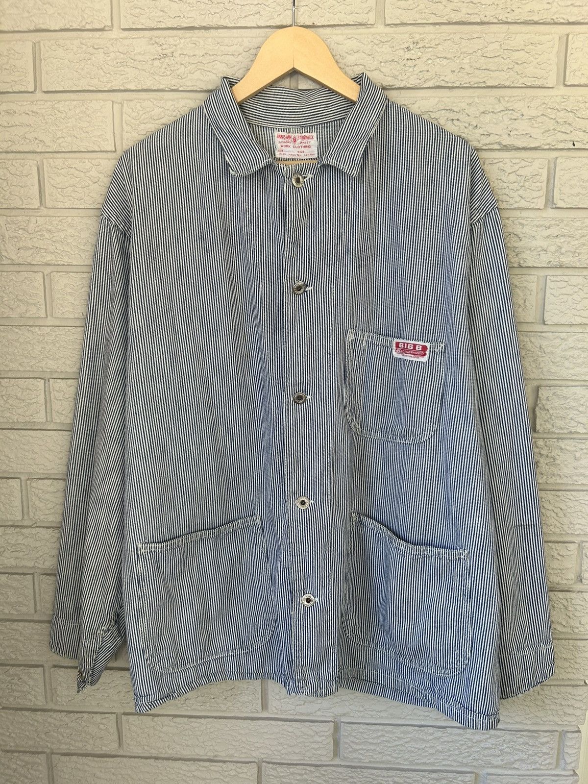 Vintage Vintage 60s Big B Brotherhood Hickory Striped Chore Jacket Size US L / EU 52-54 / 3 - 1 Thumbnail