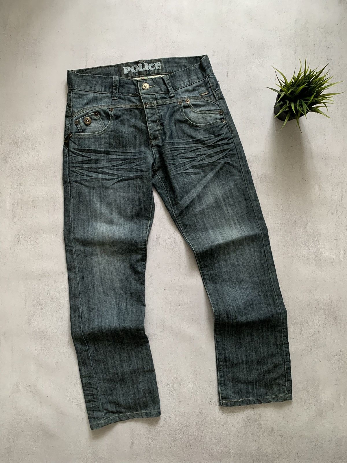 Japanese Brand 883 Police Jeans Dirty Baggy Denim Pants Distressed Crazy Size US 32 / EU 48 - 1 Thumbnail
