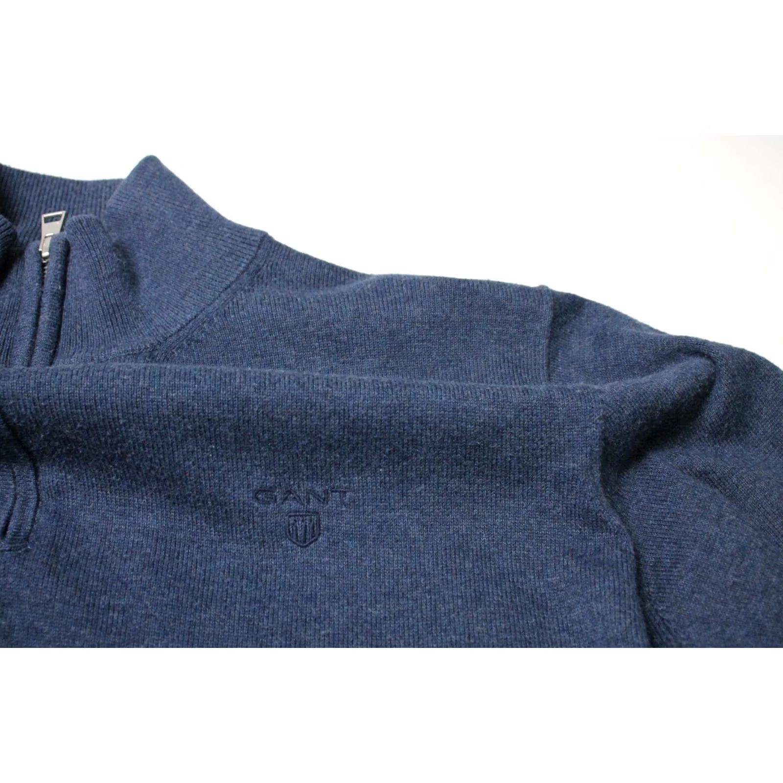 Gant GANT Premium Cotton Jumper Men MEDIUM Pullover Half Zip Melange Blue Size US M / EU 48-50 / 2 - 6 Thumbnail