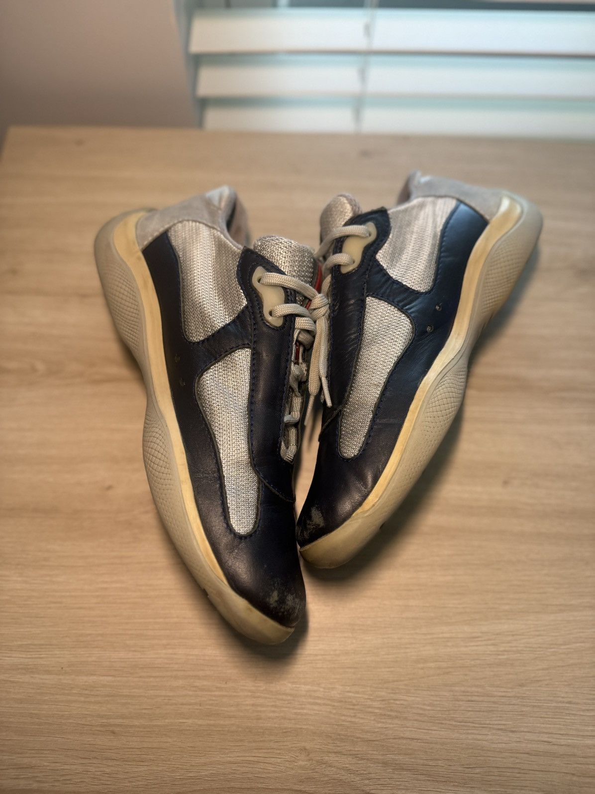 Prada Prada America's Cup Sneakers Blue Silver 8 Leather Size US 9 / EU 42 - 7 Thumbnail