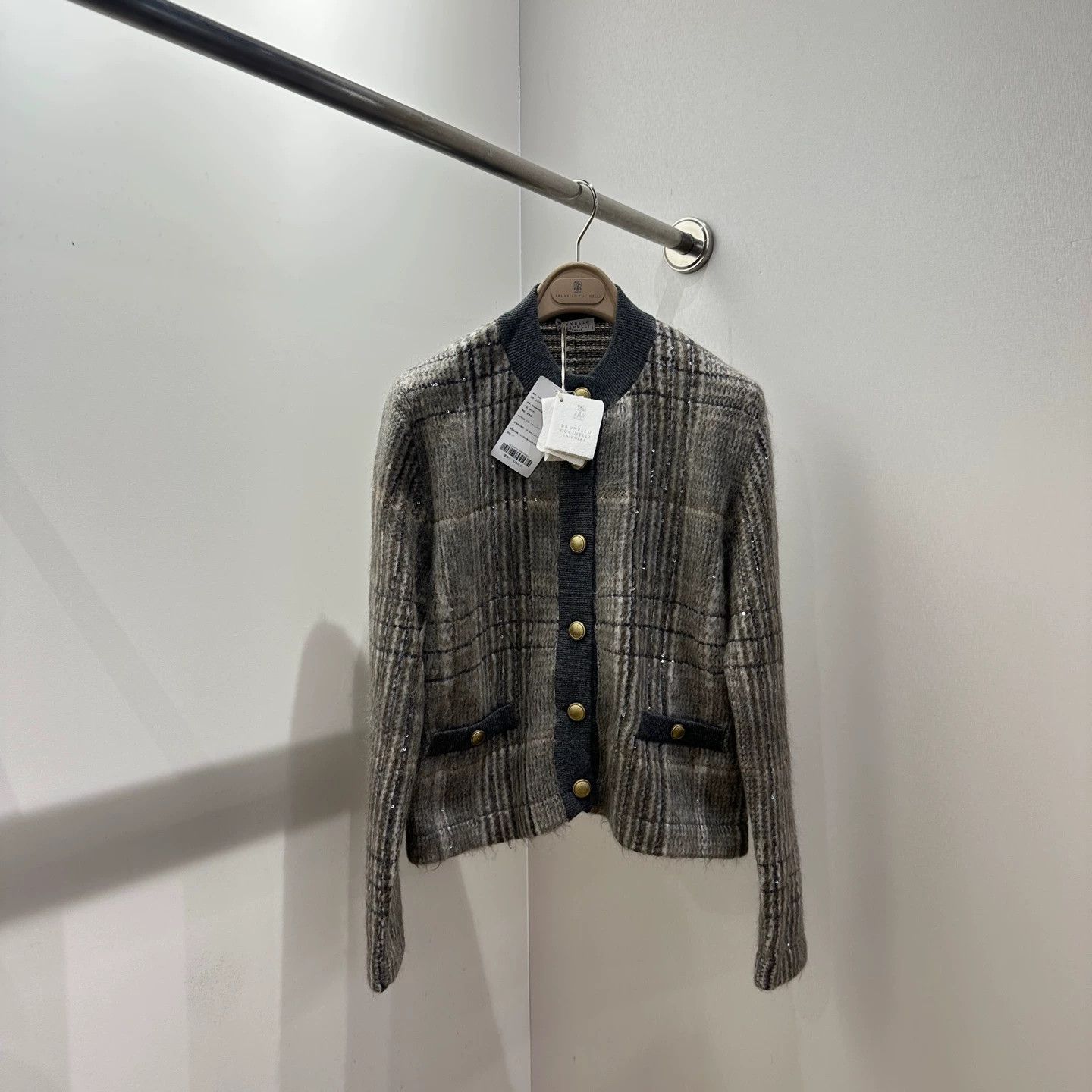 Brunello Cucinelli Brunello Cucinelli check gold l/s knit s mohair Size XS / US 0-2 / IT 36-38 - 1 Thumbnail