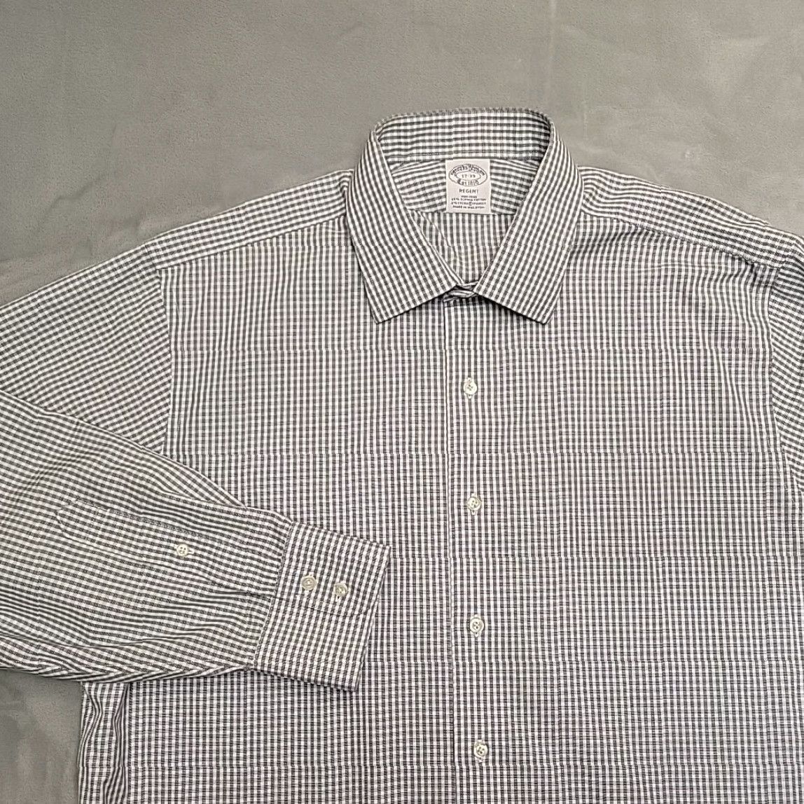 Brooks Brothers Brooks Brothers Shirt Men 33 Black Check Regent No Iron Supima Cotton Stretch Button-Up Long Sleeve 17 in Collar Size US XS / EU 42 / 0 - 4 Thumbnail