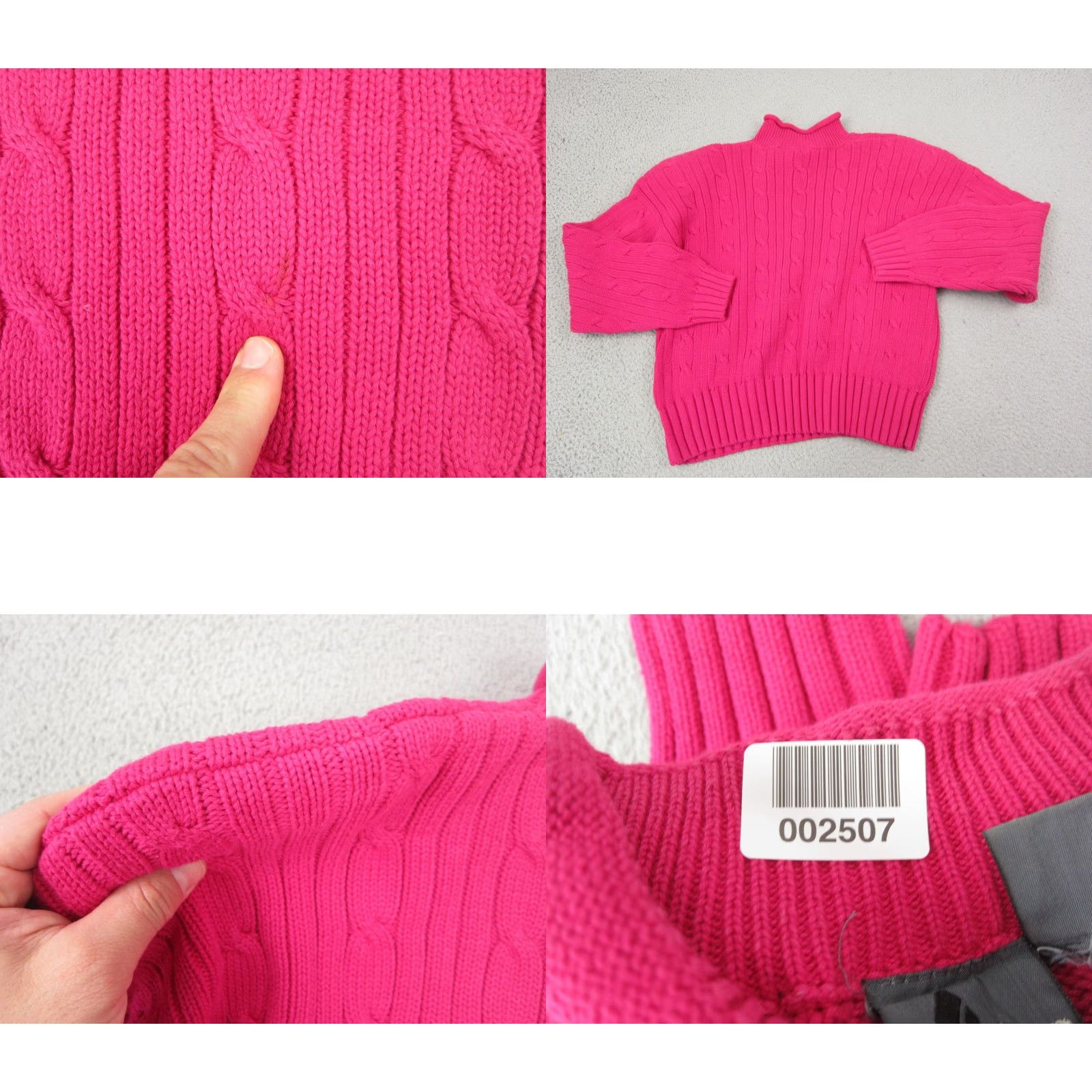 Pinko VINTAGE Lizwear Sweater Womens L Pink Cable Knit Mock Neck Cotton 90s Mens Womens Boys Girls Size L / US 10 / IT 46 - 8 Thumbnail