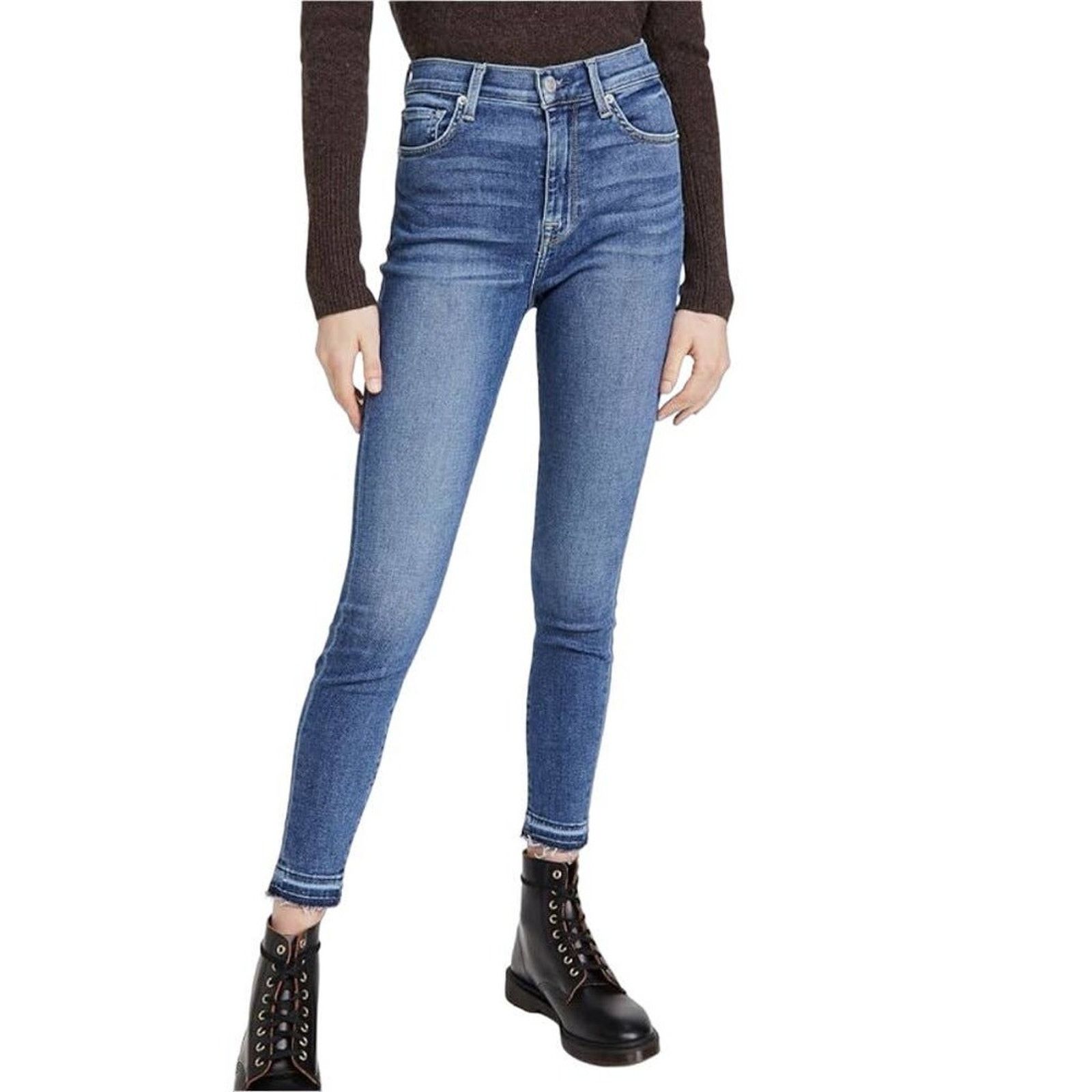 Free People We The Free Medium Wash Super Skinny Mid Rise Jeans Size 26 Size 26" / US 2 / IT 38 - 1 Thumbnail
