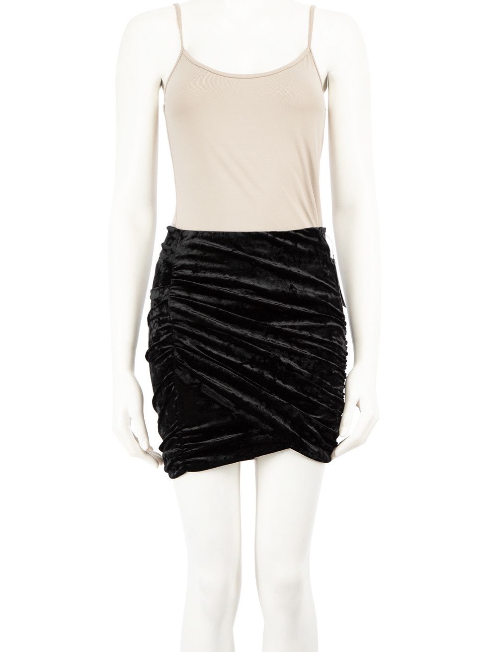 image of Isabel Marant Black Velvet Ruched Mini Skirt, Women's (Size 27)