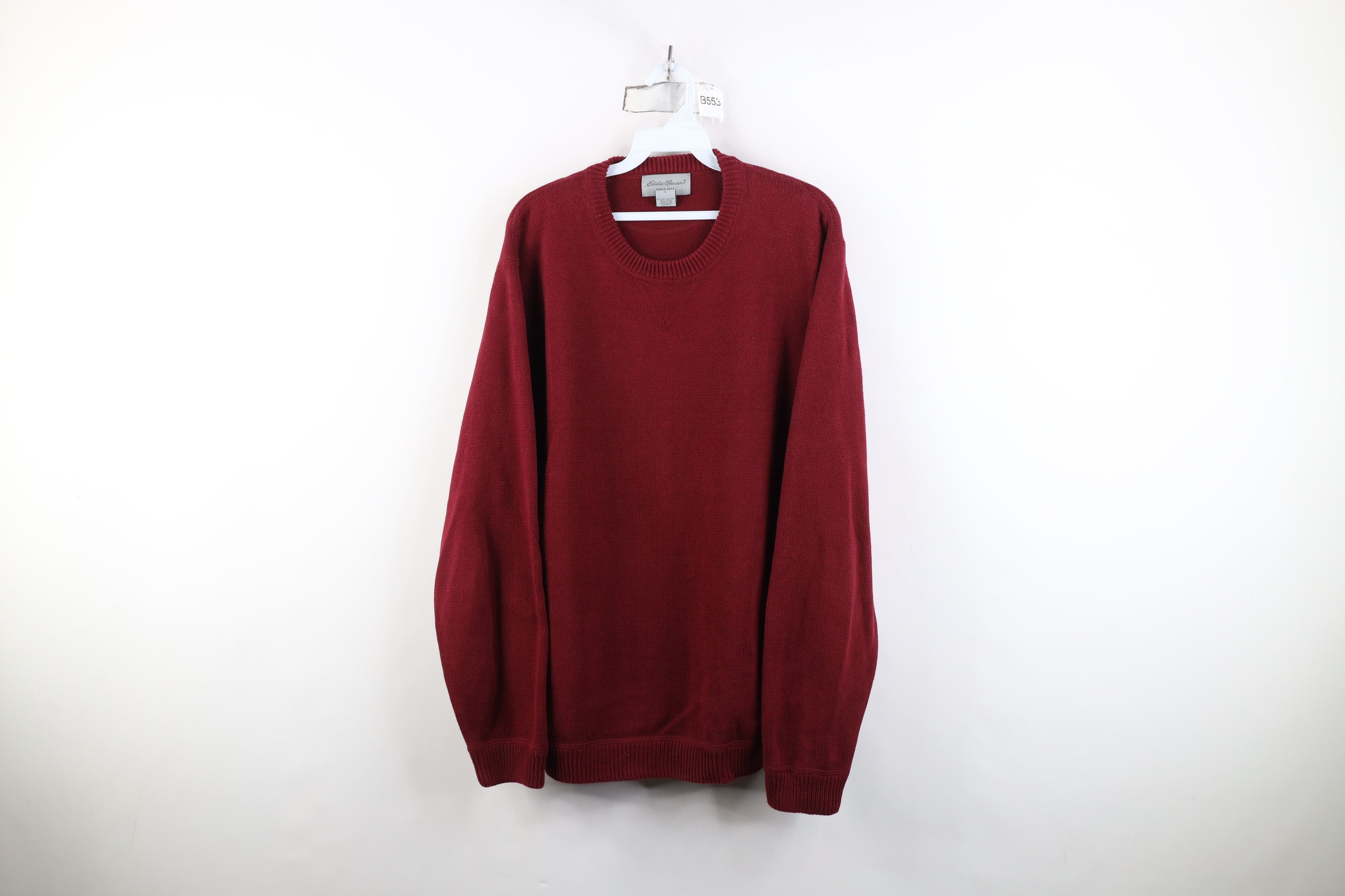 Eddie Bauer Vintage 90s Eddie Bauer Cotton Ribbed Knit Sweater Red Size US L / EU 52-54 / 3 - 1 Thumbnail