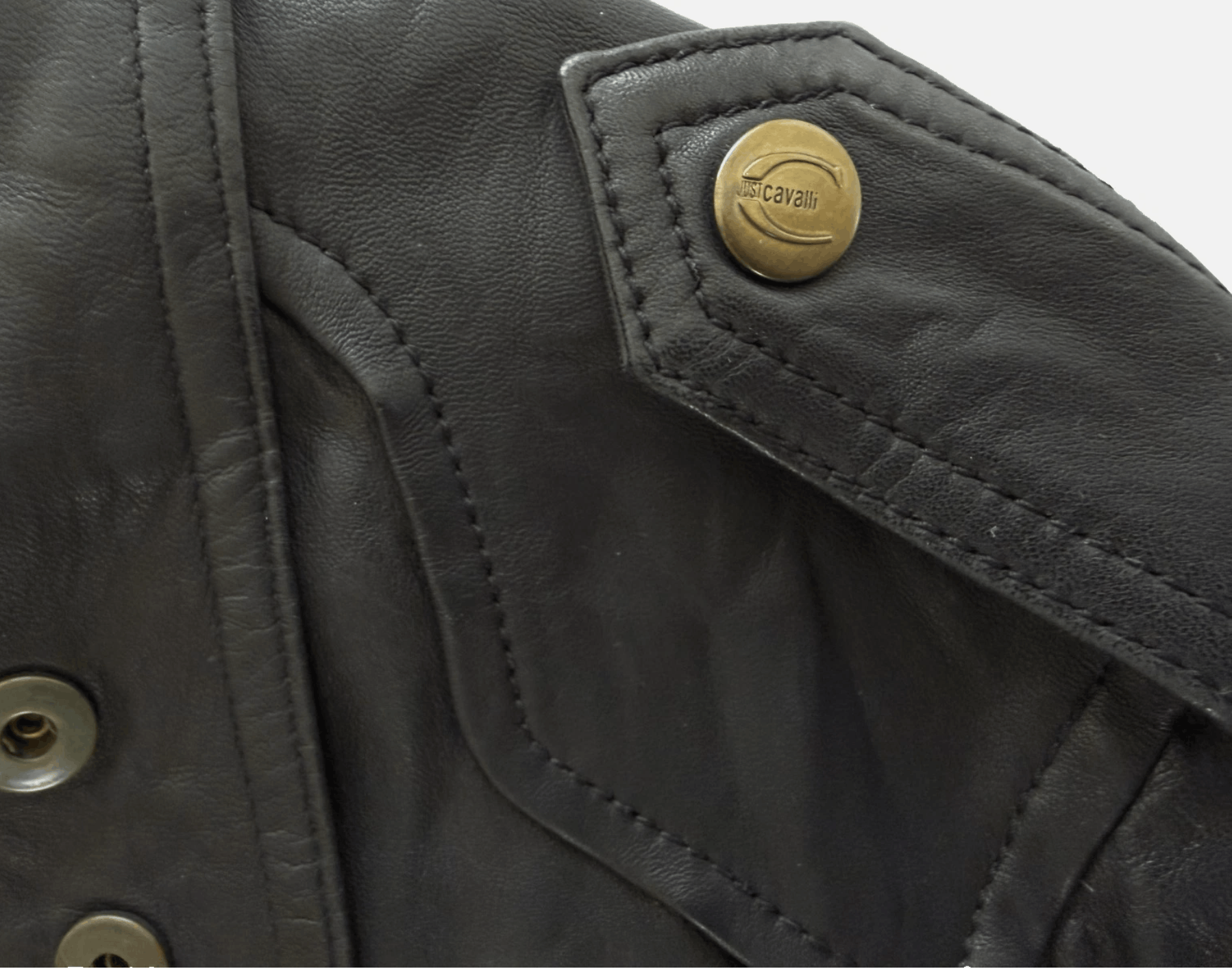 Just Cavalli Just Cavalli Black Genuine Leather Jacket Size M Size US M / EU 48-50 / 2 - 7 Thumbnail