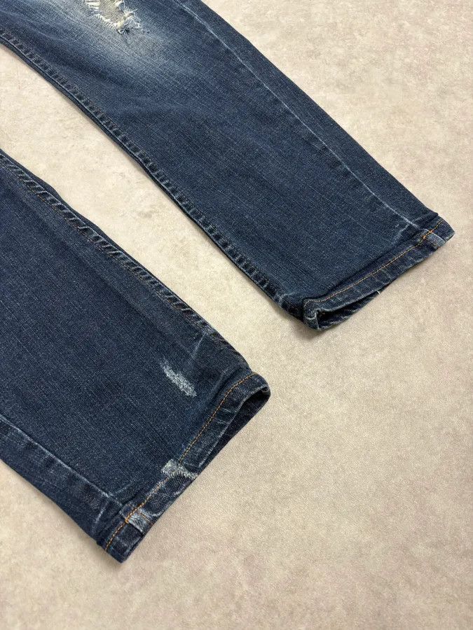 John Galliano 2010s John Galliano Blue Rebel Distressed Denim Jeans Size US 31 - 8 Thumbnail