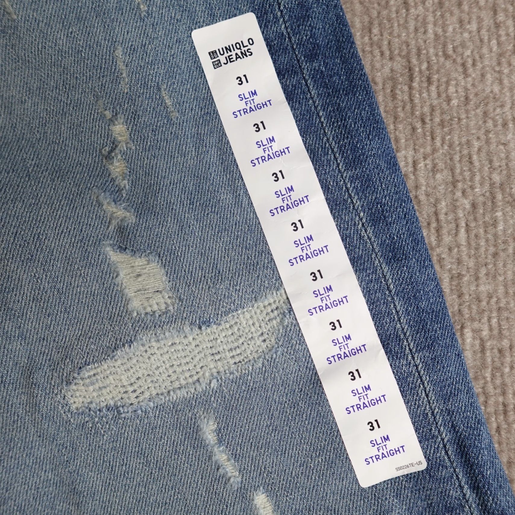 Uniqlo Uniqlo Jeans 31 x 31 Blue Slim Straight Kaihara Denim Distressed NEW Size US 31 - 7 Thumbnail
