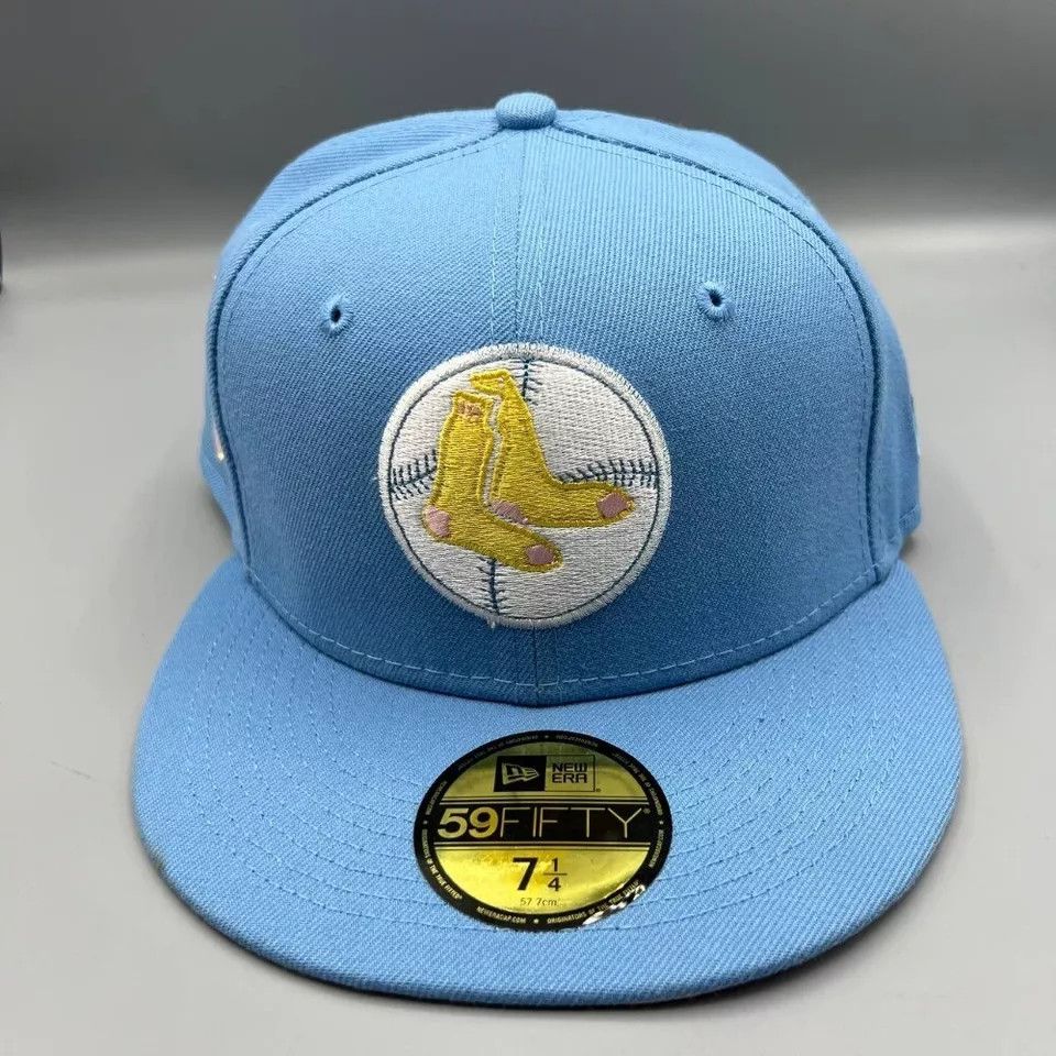 New Era Boston Red Sox Hat Men 7 1/4 Blue 59Fifty New Era Fitted Cap Size ONE SIZE - 8 Thumbnail