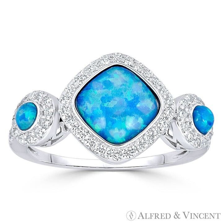 Other Square & Round Opal & CZ Crystal Ring in 925 Sterling Silver Size ONE SIZE - 1 Preview