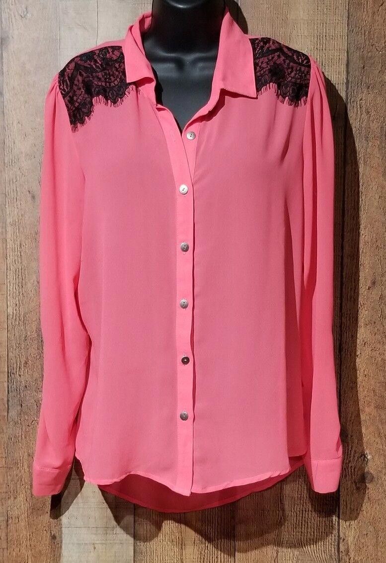 Saint Vanity Vanity Top Large pink & Black Lace Cut Semi Sheer Open Back Size L / US 10 / IT 46 - 1 Thumbnail