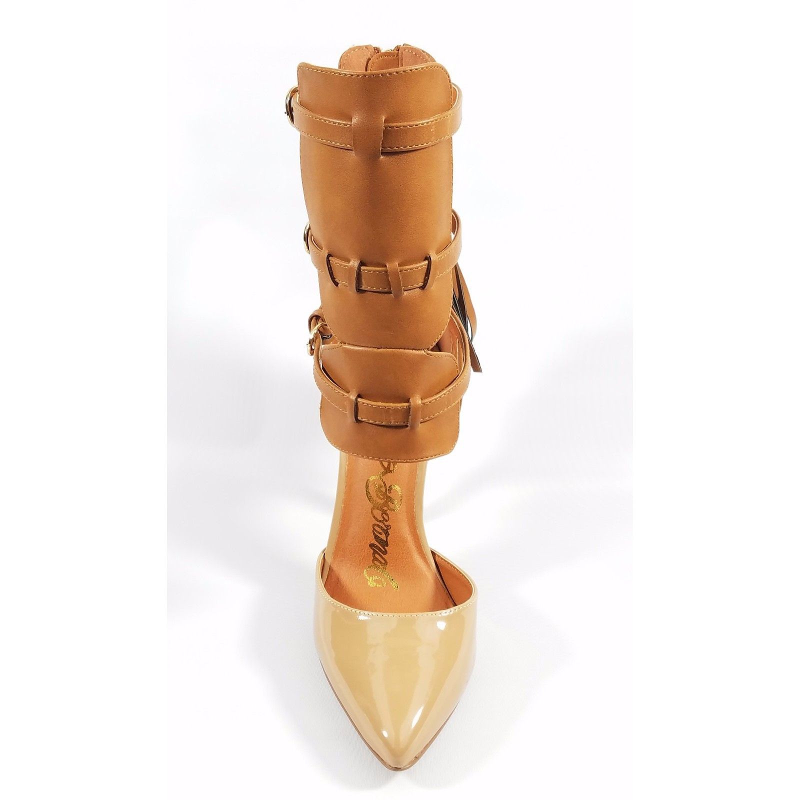 Other Nelly Bernal Dolores Cognac Pointy Toe Ankle Shield Pump Zip Size US 12 / IT 42 - 7 Thumbnail