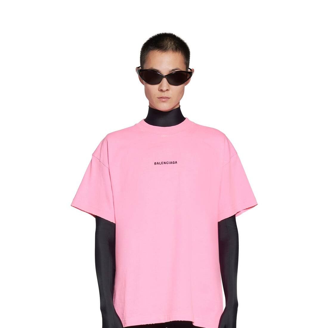 Balenciaga o1la1rc1a0825 Back T-Shirt Medium Fit in Pink Size XL / US 12-14 / IT 48-50 - 4 Thumbnail
