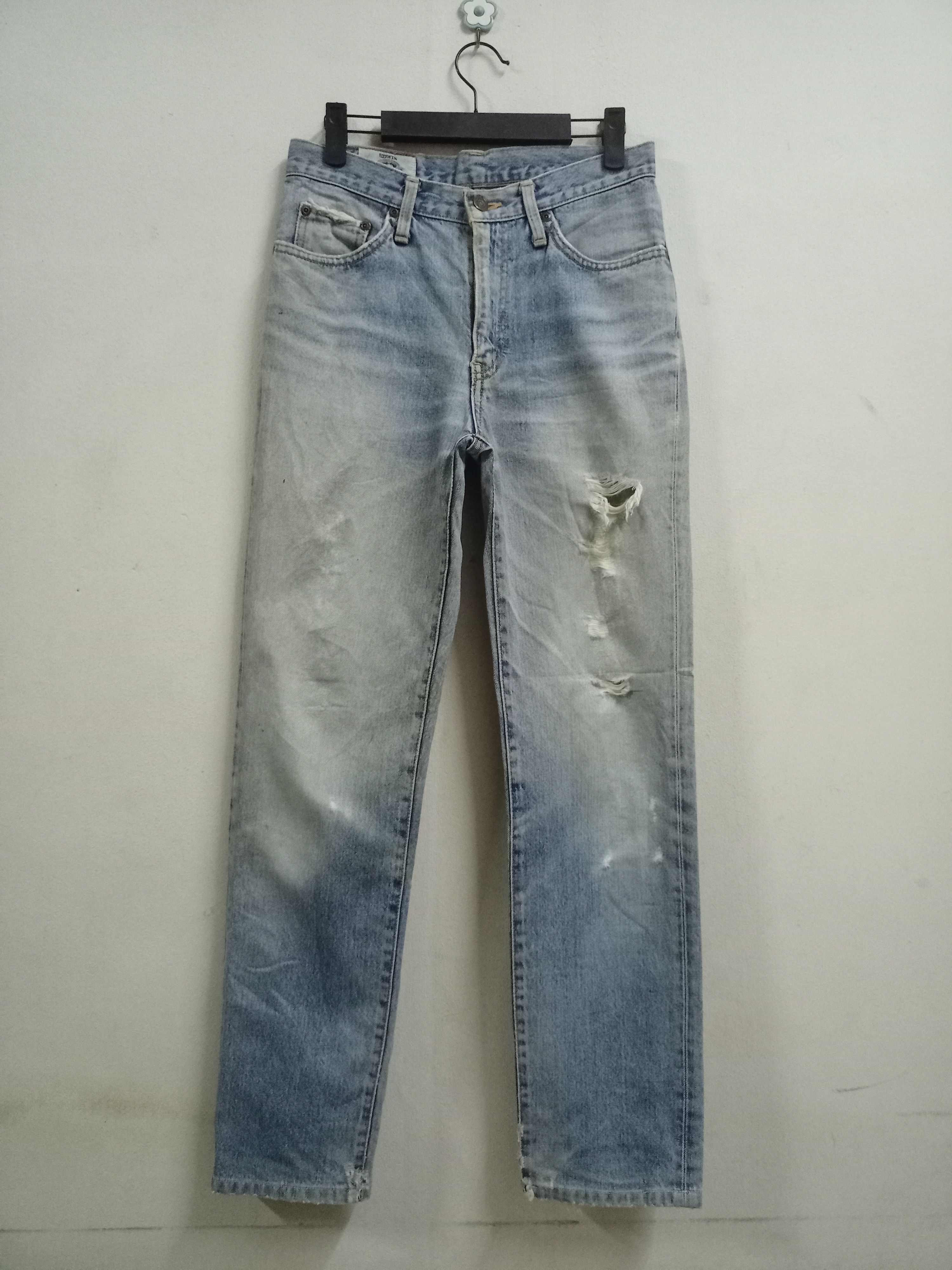 image of Distressed Denim x Edwin Vintage Japanese Edwin Blue Wash Straight Jeans 28X29, Men's