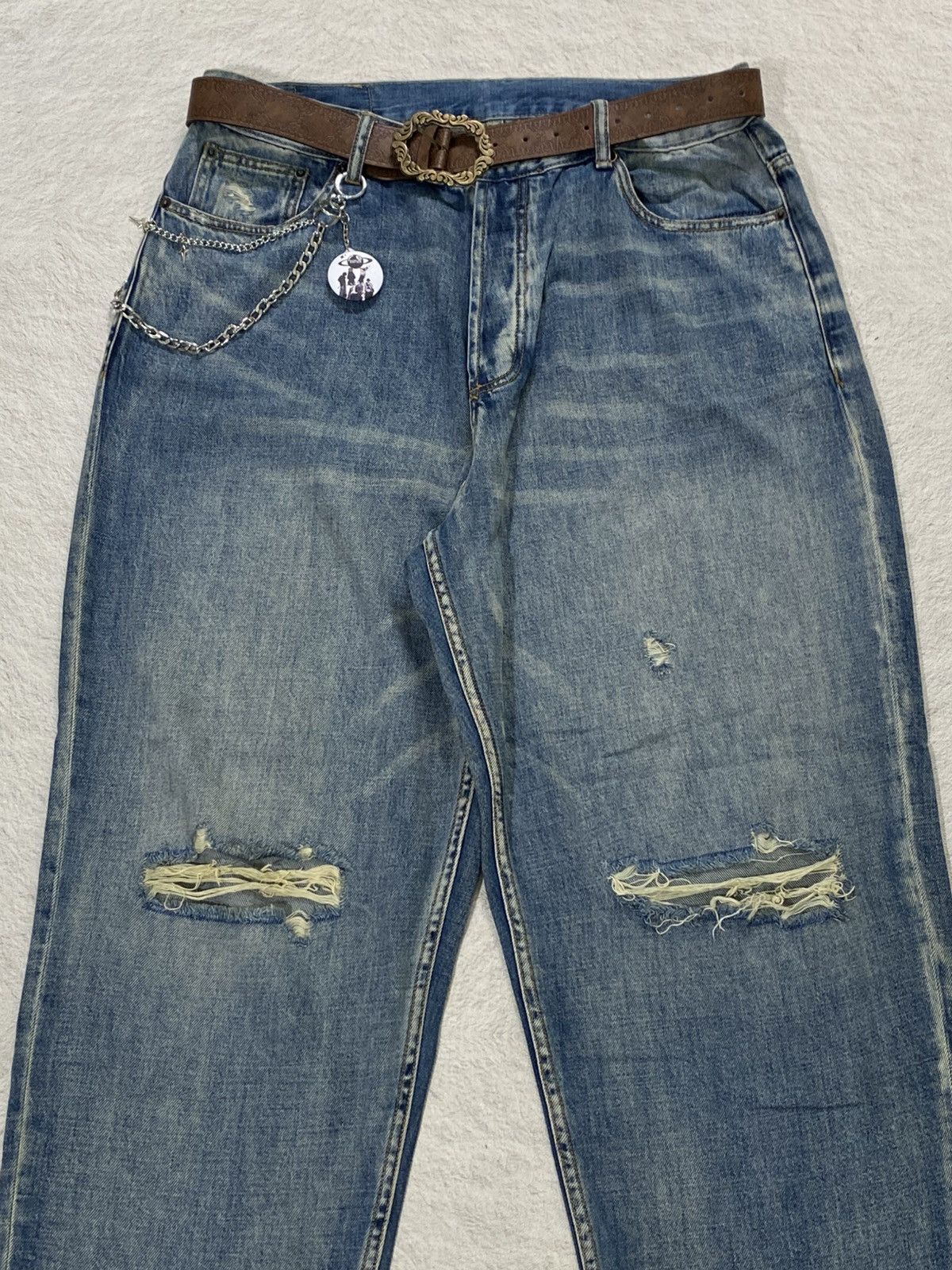 Madness SICK💸Madness Distressed Baggy Denim jeans Size US 35 - 3 Thumbnail
