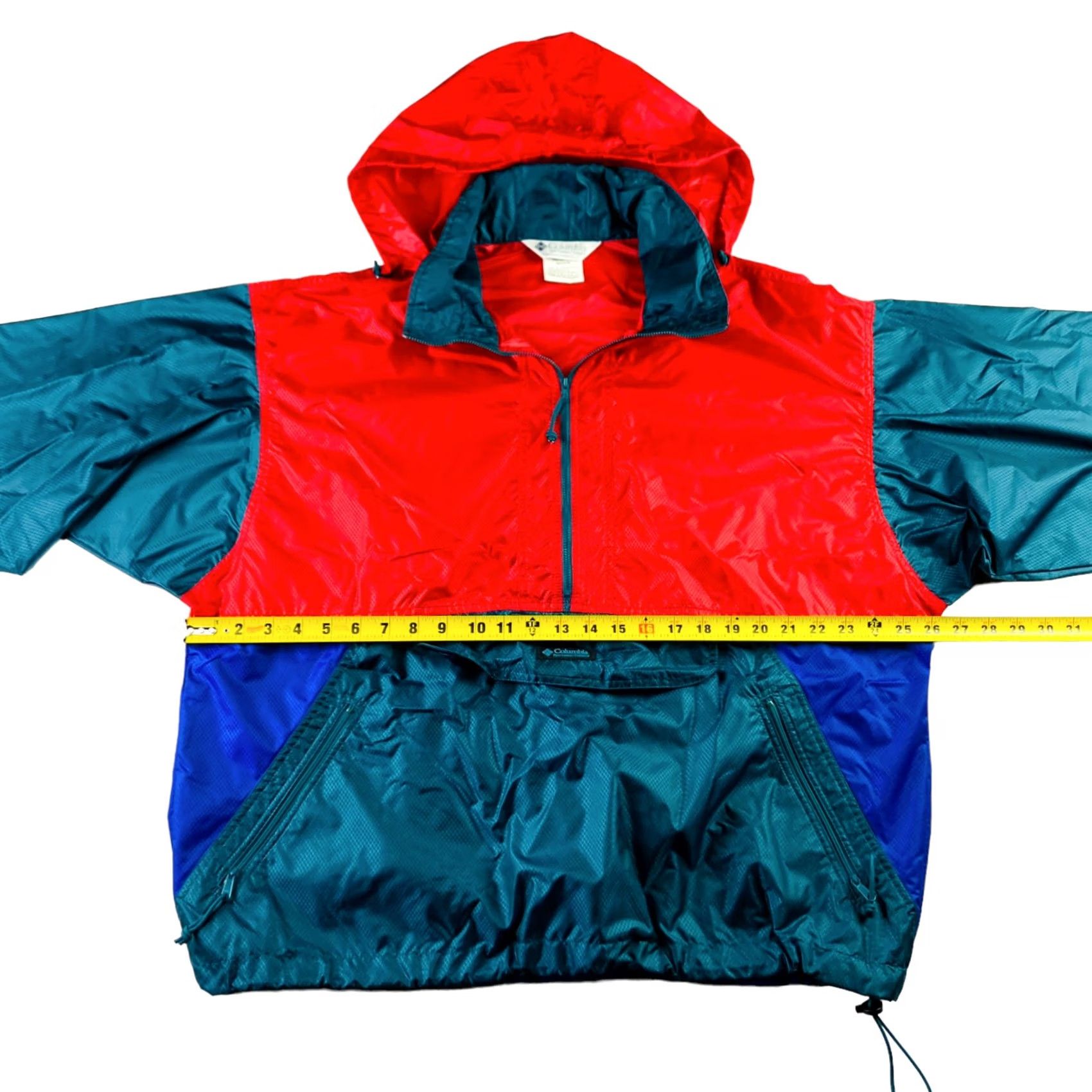 Rains VINTAGE Columbia Men's Nylon Rain Anorak Windbreaker Hooded Jacket Red L Size US L / EU 52-54 / 3 - 6 Thumbnail