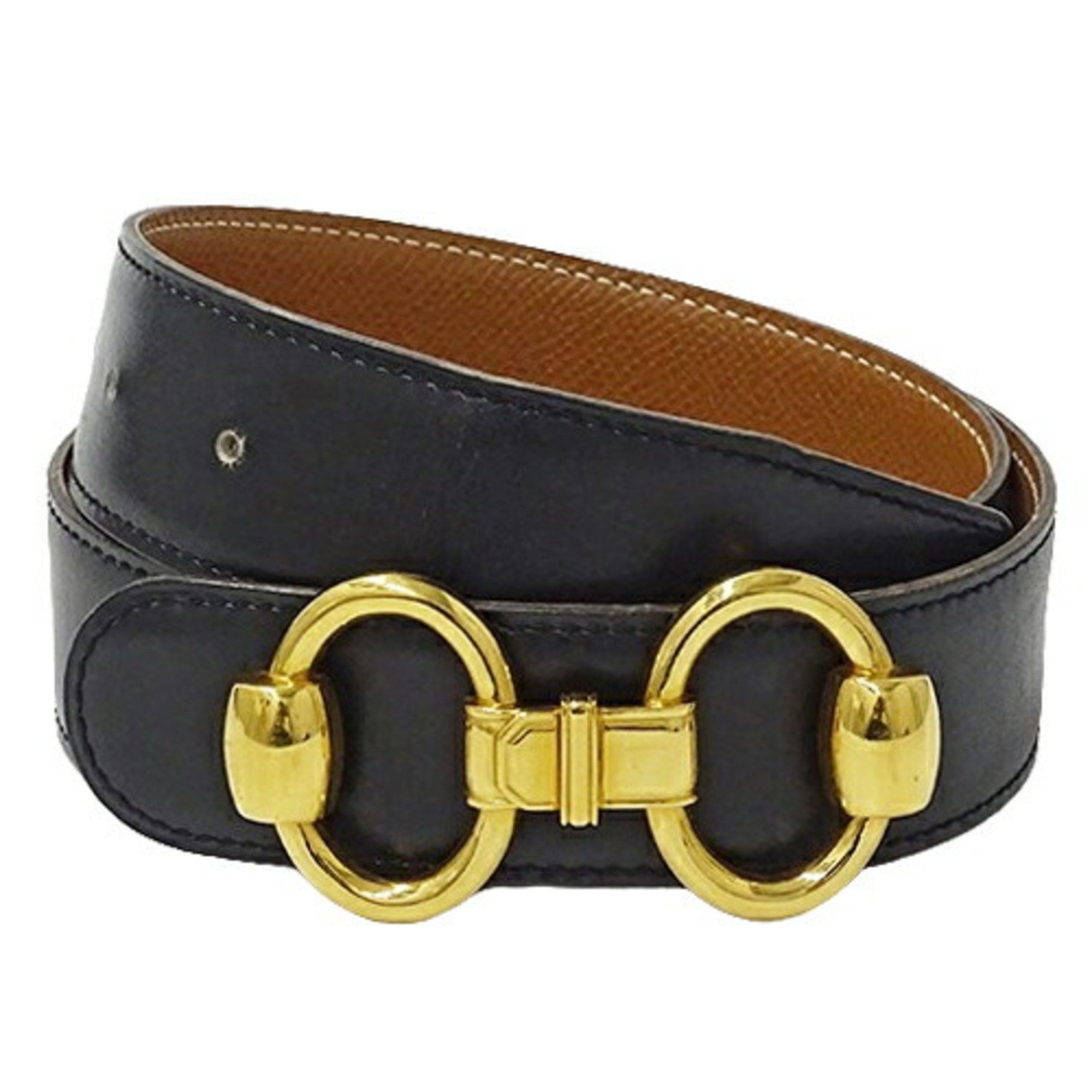 Hermes Belt for Women Horsebit Box Calf Black Brown Size 65