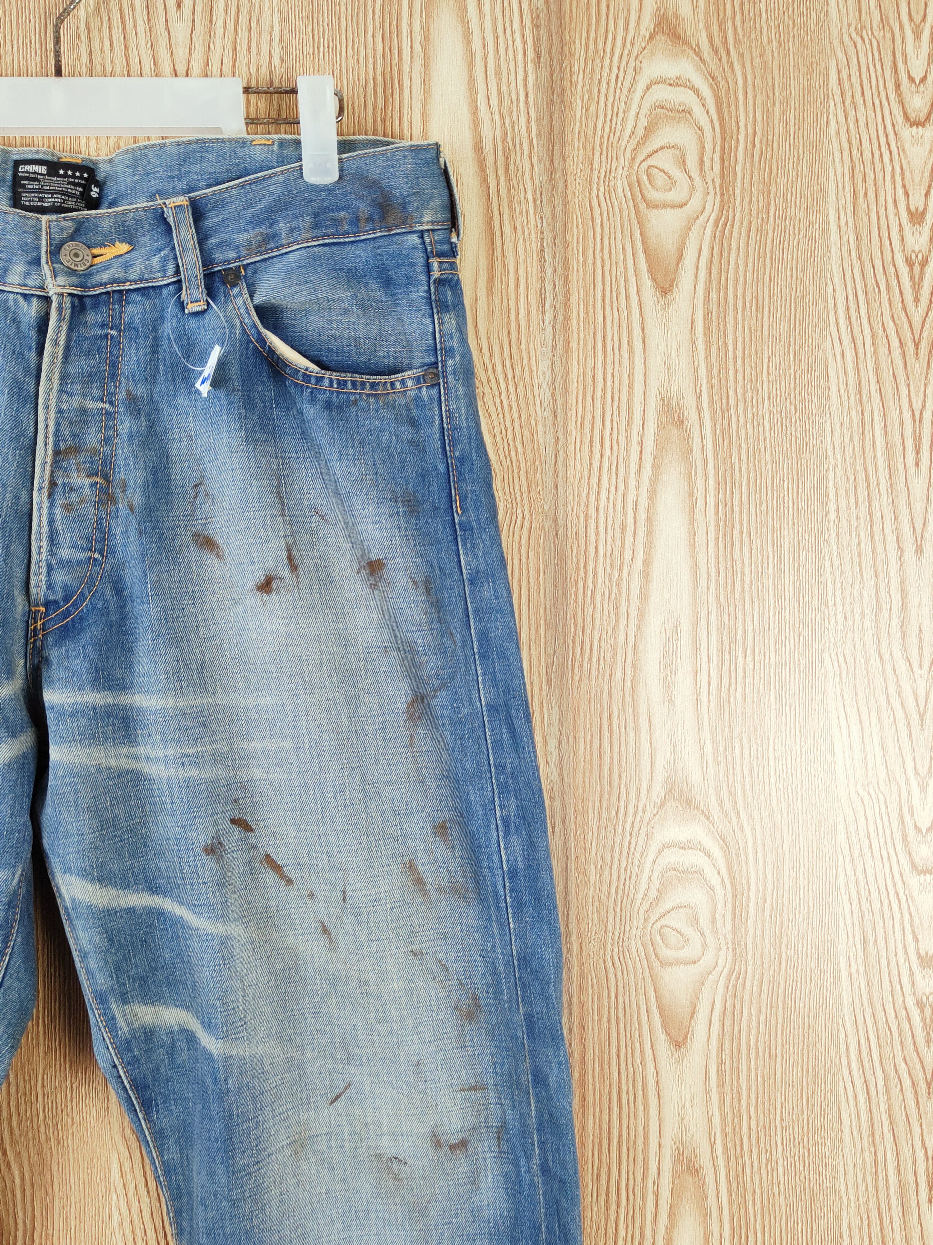 Japanese Brand Grimie Blue Distressed Ripped selvedge denim vintage #W648 Size US 36 / EU 52 - 5 Thumbnail
