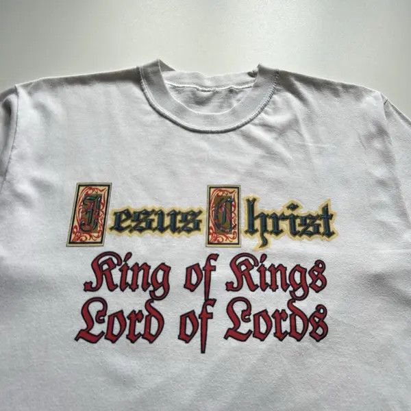 Vintage Vintage 90s Jesus Christ T Shirt Medium King Lord Art Rare Size US M / EU 48-50 / 2 - 2 Thumbnail