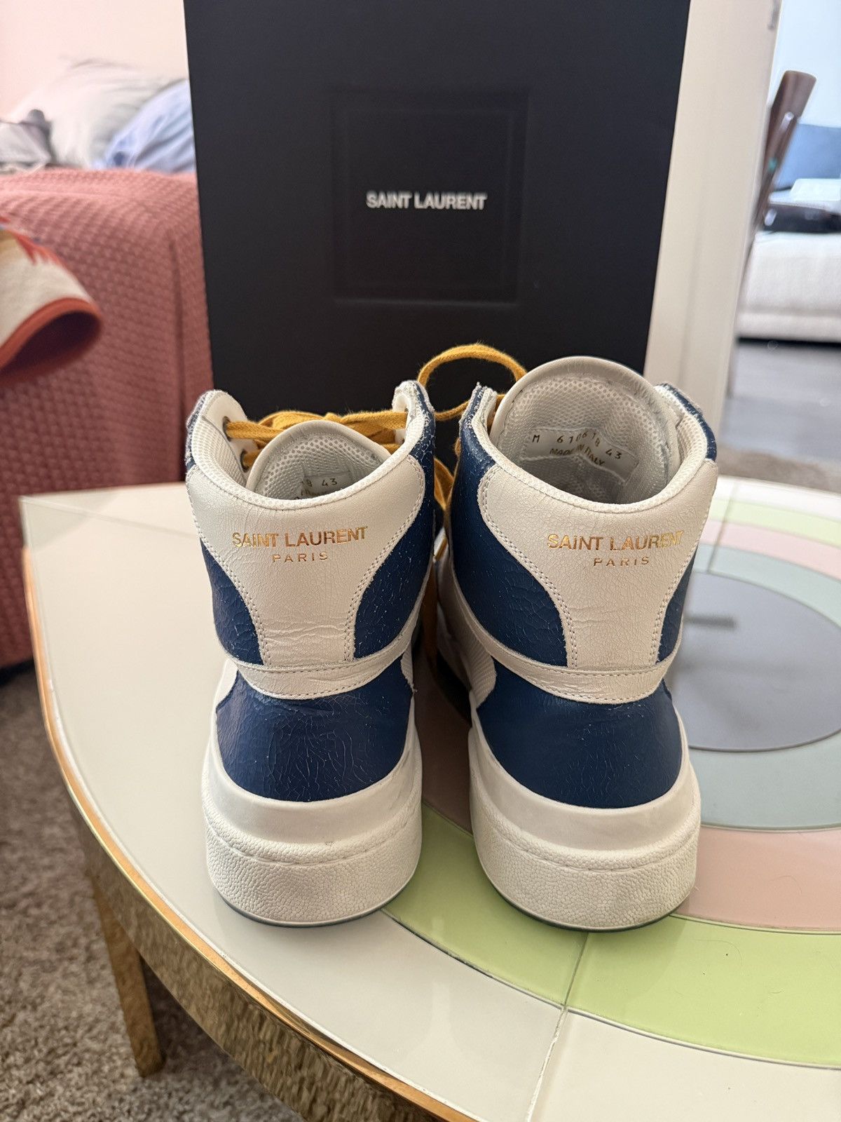Saint Laurent Paris SL24 Saint Laurent Mid Top Sneakers 610618 Size US 10 / EU 43 - 4 Thumbnail