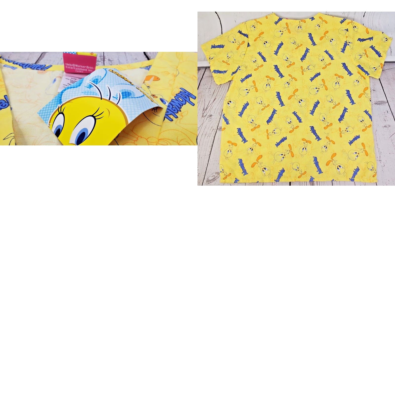 Vintage VINTAGE Tweety Bird Scrub Top Womens XL 16/18 Yellow V Neck Looney Tunes Nurse NWT Size XL / US 12-14 / IT 48-50 - 8 Thumbnail