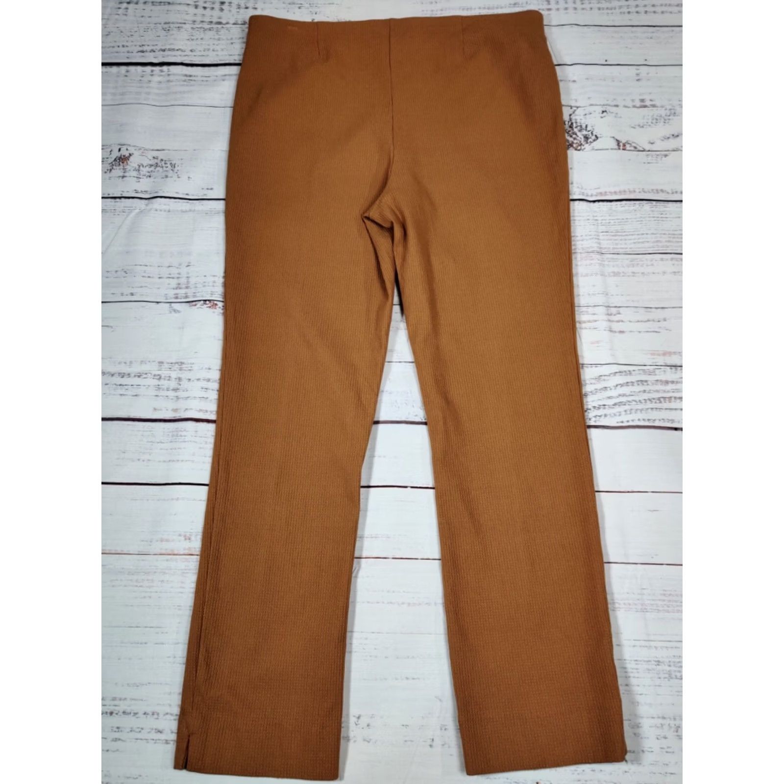 Vintage Eric Womens Pants Cropped Tan 14 Slim Straight Leg Pull On Flat Front Size 14 33x25 Size 36" / US 14 / IT 50 - 6 Thumbnail