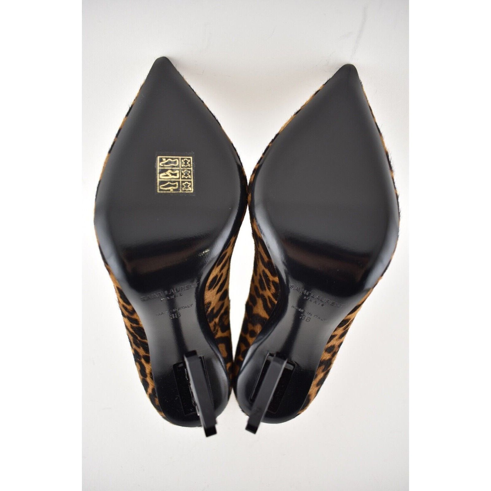 Yves Saint Laurent YSL Logo Opyum Opium 110 Black Brown Leopard Heel Pump 38 Size US 8 / IT 38 - 12 Thumbnail