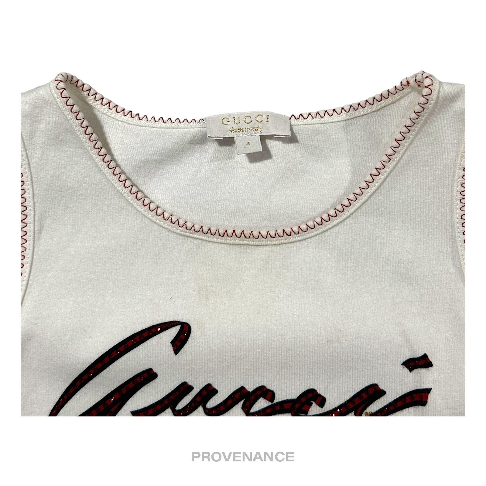 Gucci 🔴 Gucci Children Logo Tank Top - White Red Sequin Size US XXS / EU 40 - 5 Thumbnail