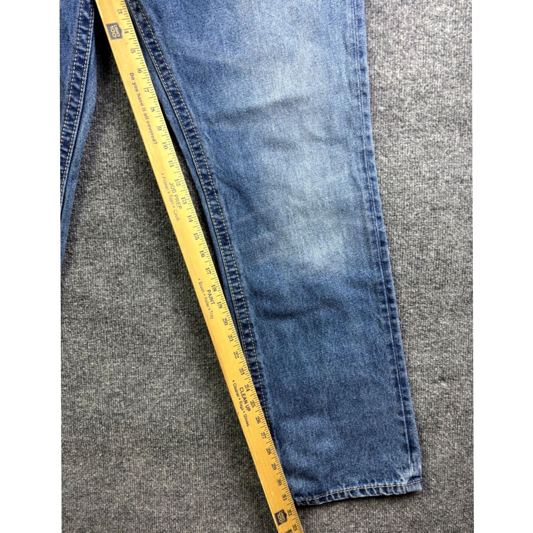 Denime MEK Denim Cody Straight Jeans Mens 38x34 Blue Embroidered Button Fly Denim Straight Reg Mid Rise 5-Pocket Modern Vintage Look Size US 38 / EU 54 - 6 Thumbnail