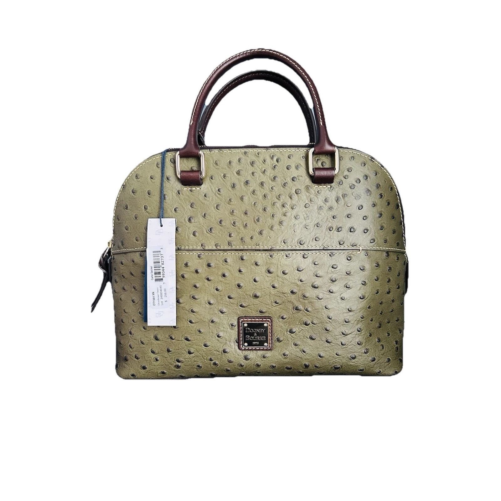 Dooney & Bourke NWT Dooney Bourke Ostrich Leather Carter Satchel Olive Dome Size ONE SIZE - 6 Thumbnail