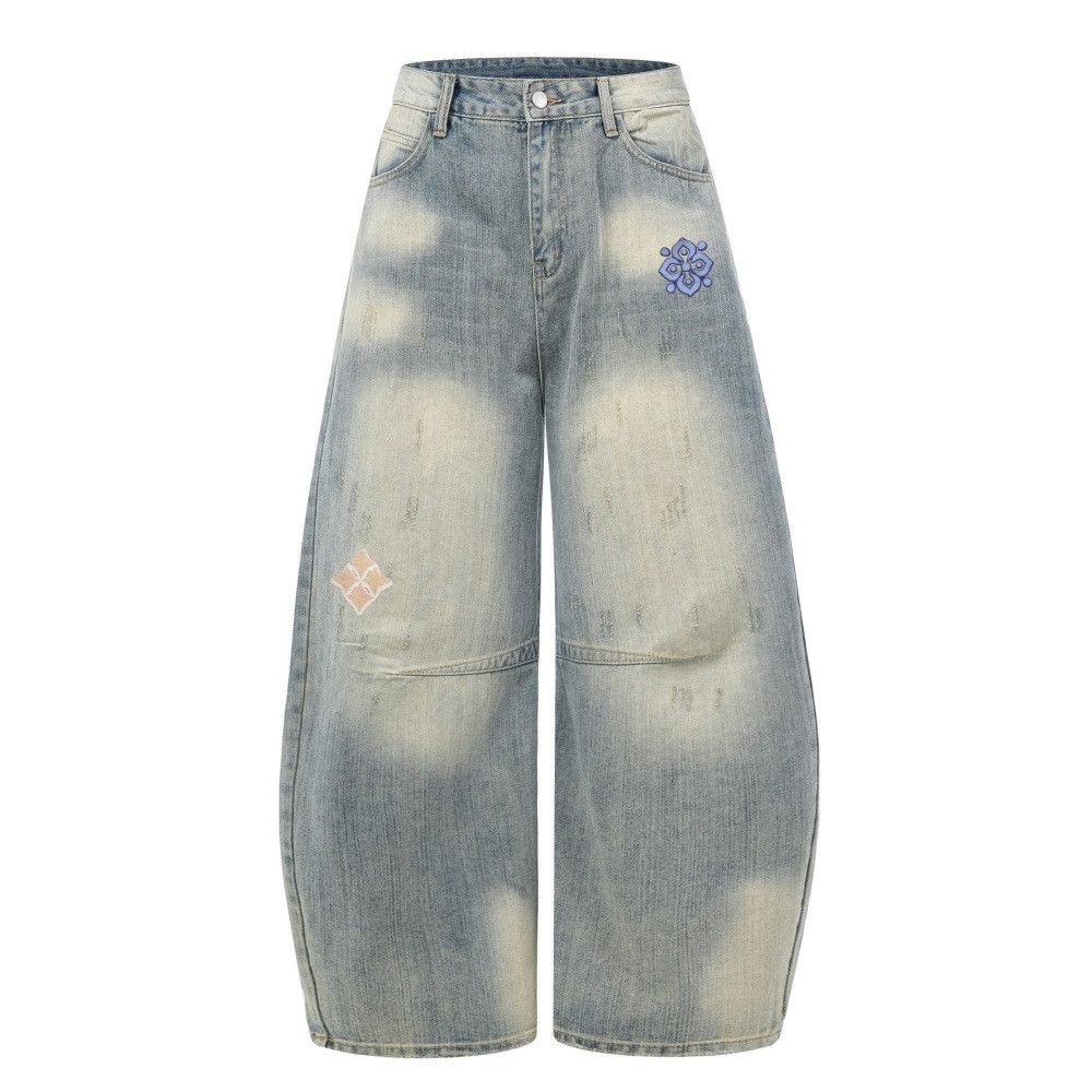 Jean Men's retro punk gradient washed distressed scimitar jeans Size US 32 / EU 48 - 1 Thumbnail